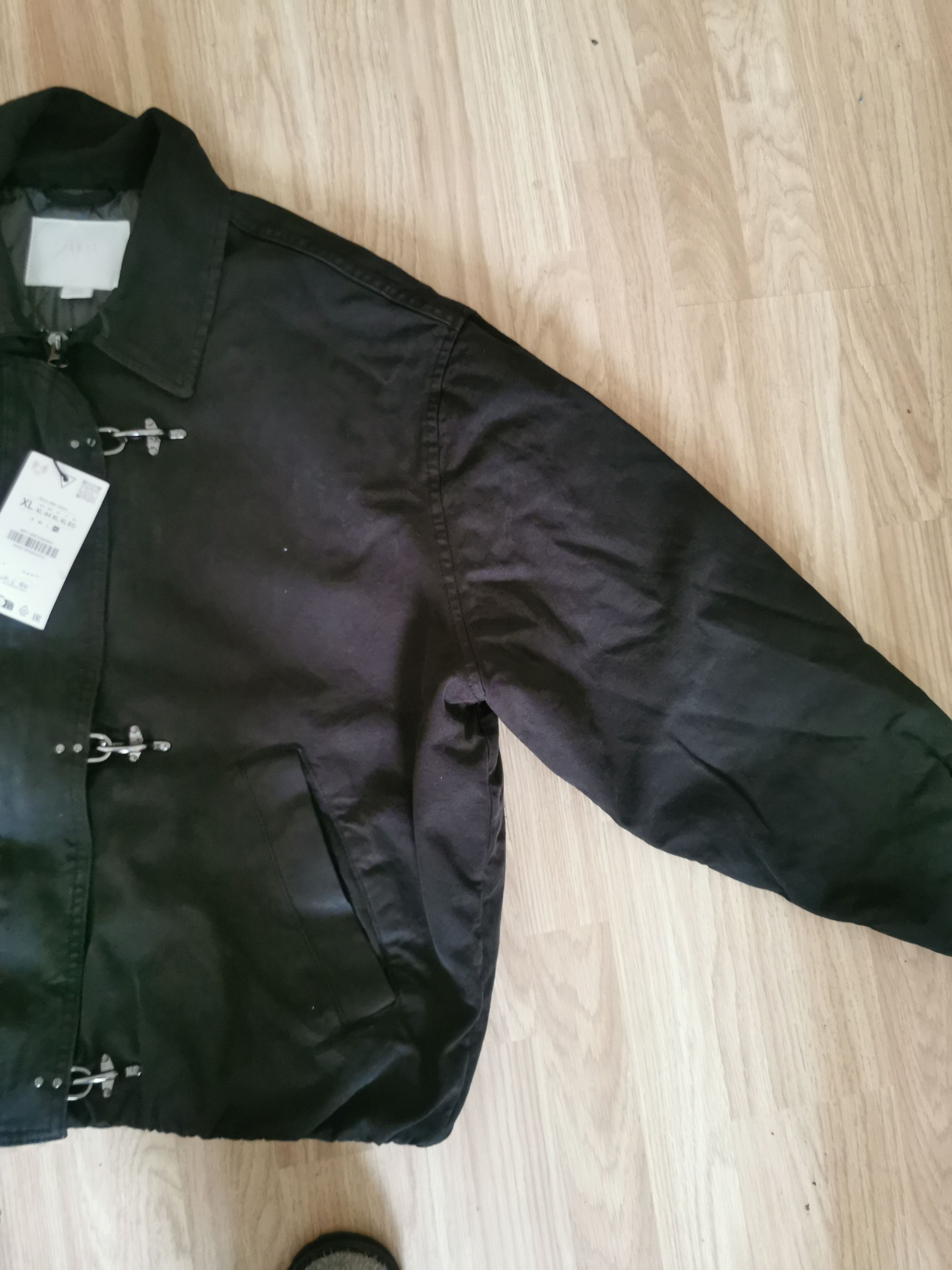 Zara Zara black clasp cropped fireman jacket Size US XL / EU 56 / 4 - 9 Thumbnail