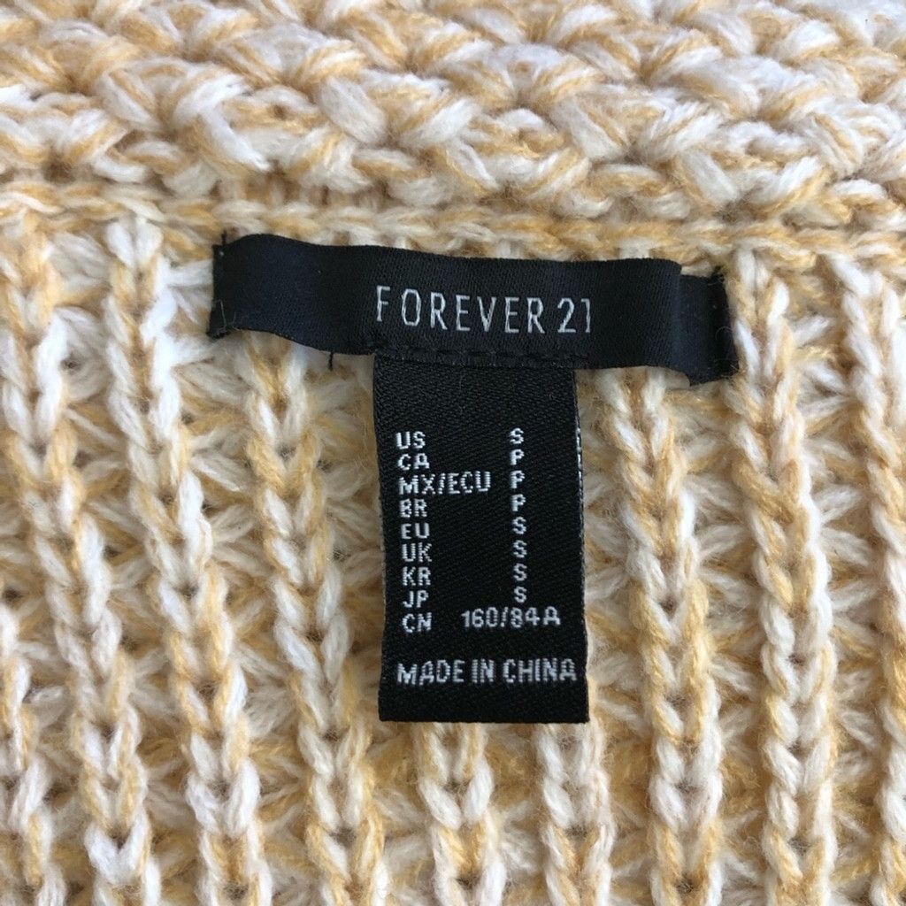 Forever 21 Y2K Long Coat Cable Knit Deep Pockets Cream/Yellow sz S Size L / US 10 / IT 46 - 11 Thumbnail