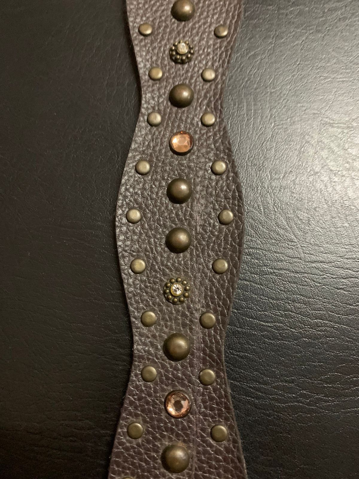 Vintage Dark brown studded leather belt Size ONE SIZE - 5 Thumbnail