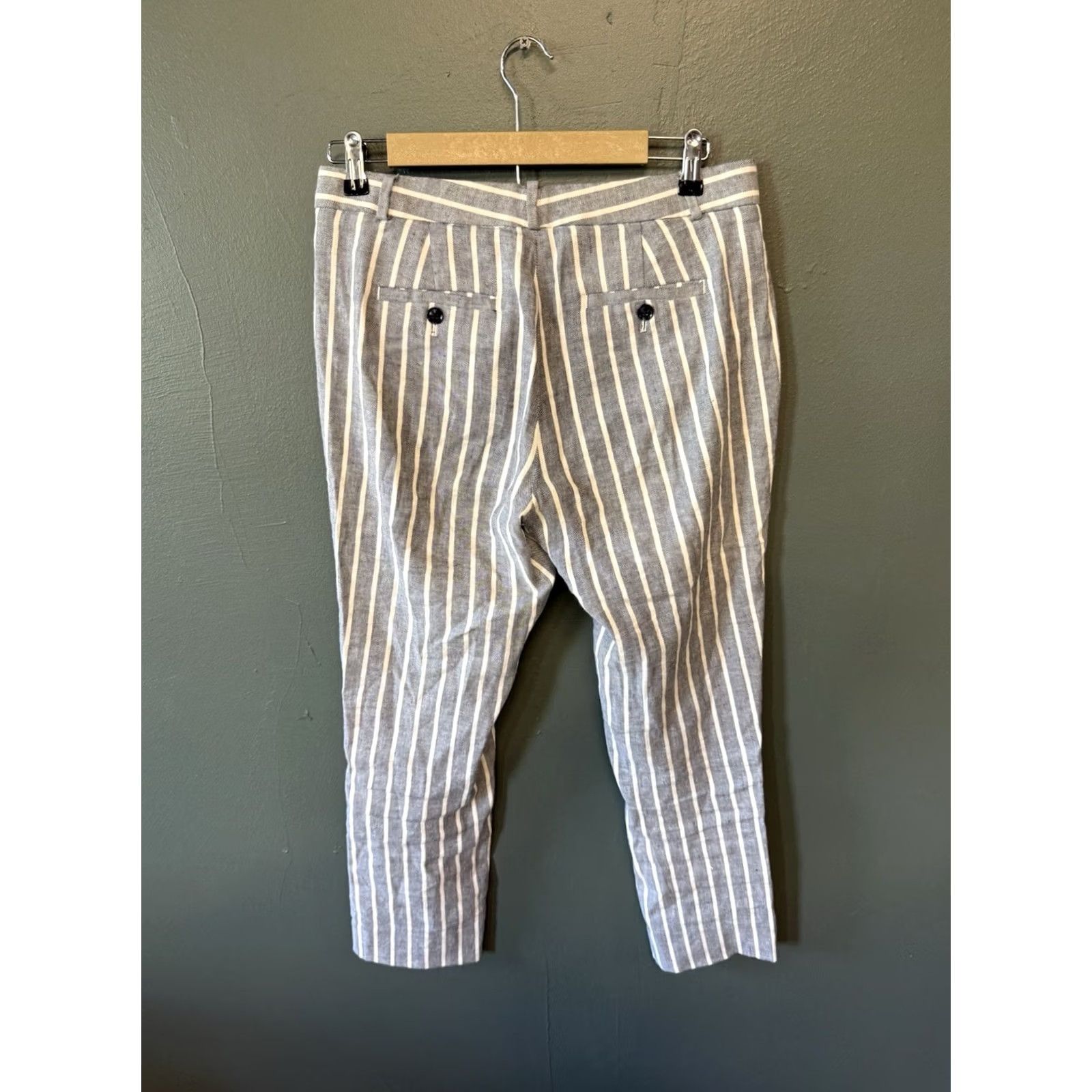 Banana Republic Banana Republic Avery Chino Pants Womens Size 2 Reg Blue Striped Cropped Size 26" / US 2 / IT 38 - 2 Thumbnail