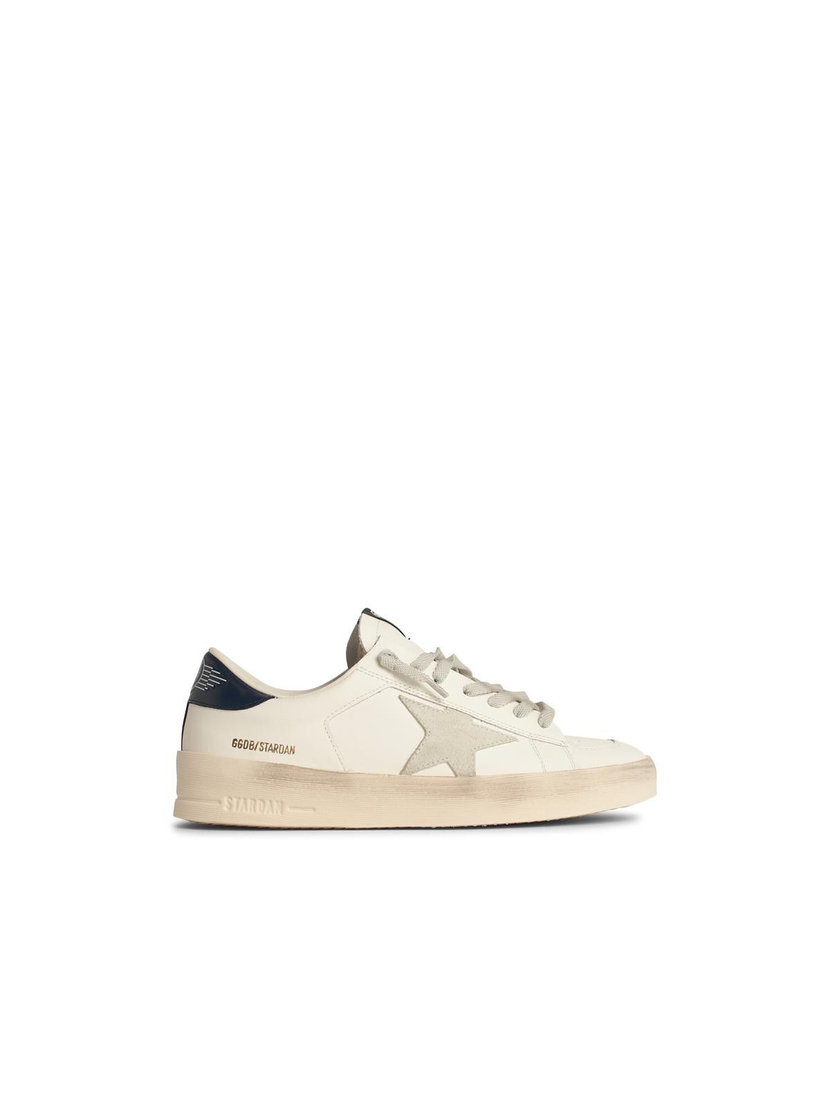 Golden Goose GOLDEN GOOSE Men's Standard In White Leather With Grey Suede Star And Blue Leather Heel Size US 12 / EU 45 - 1 Thumbnail