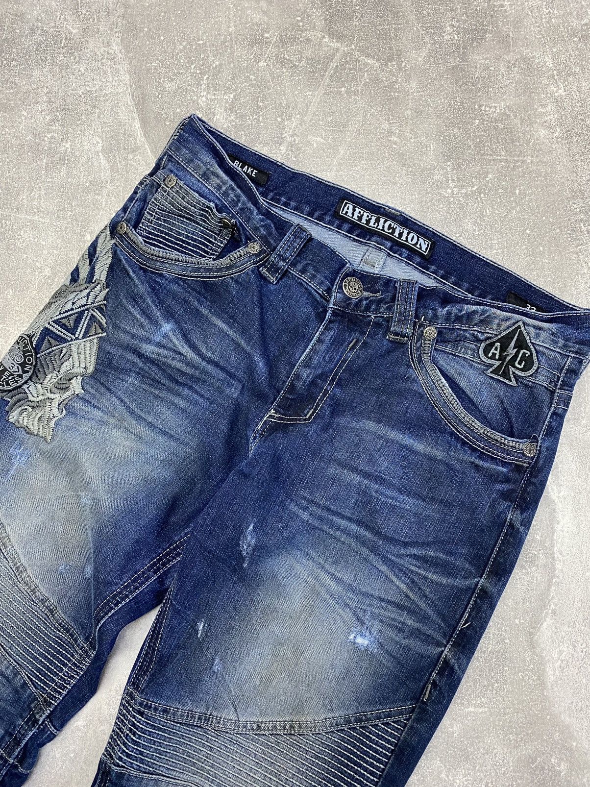 Affliction × Japanese Brand × Vintage Crazy Vintage Y2K Affliction Jeans Live Fast Motorcycles Size US 32 / EU 48 - 12 Thumbnail