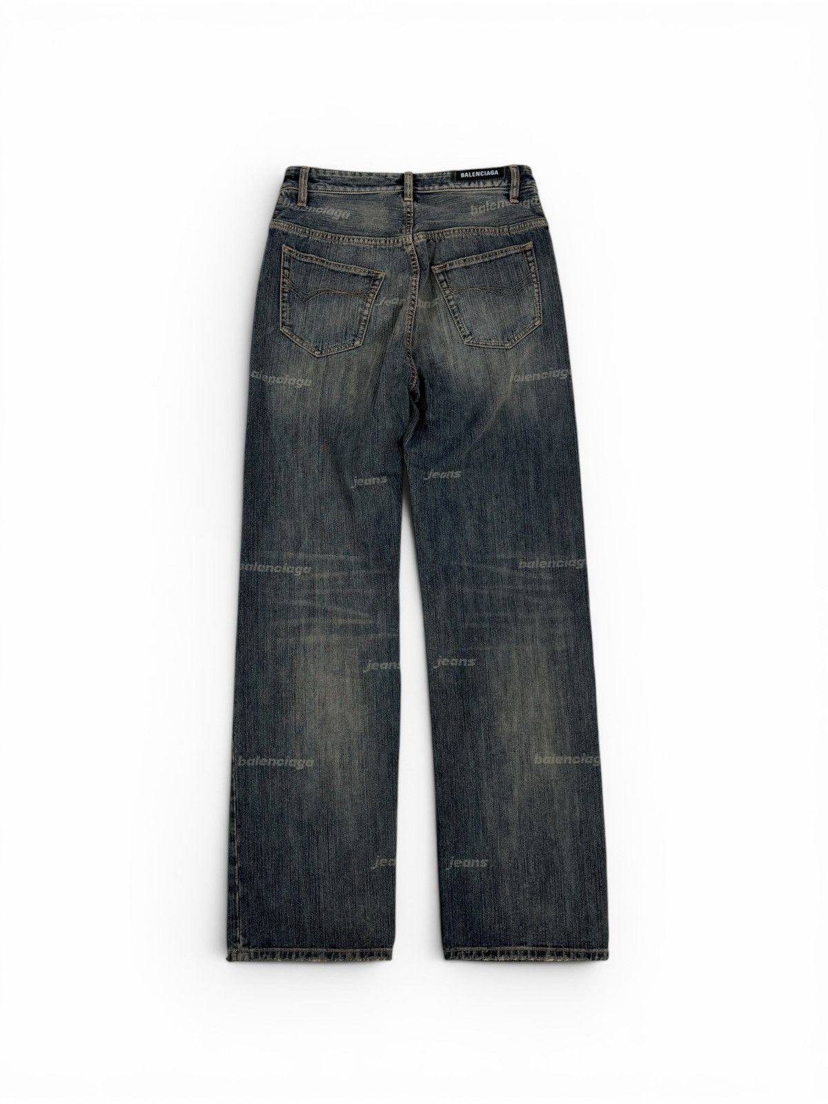 Balenciaga Balenciaga Medium Fit All Over Logo Dark Blue Denim Pants Size US 28 / EU 44 - 2 Thumbnail