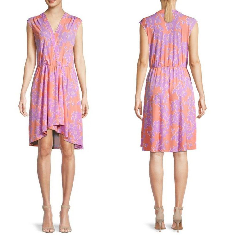 Bcbgmaxazria NWT New $178 BCBGMAXAZRIA Floral Surplice High-Low Dress Si Size XS / US 0-2 / IT 36-38 - 1 Thumbnail