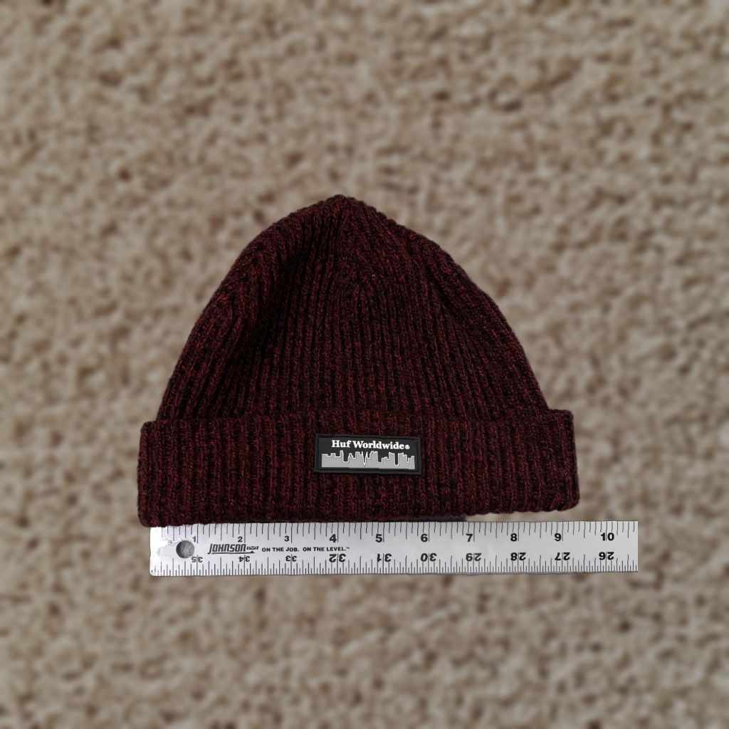 Huf HUF Beanie Hat Adult One Size Red Black Knit 100% Acrylic Ski Winter Mens Beanie Size ONE SIZE - 1 Thumbnail