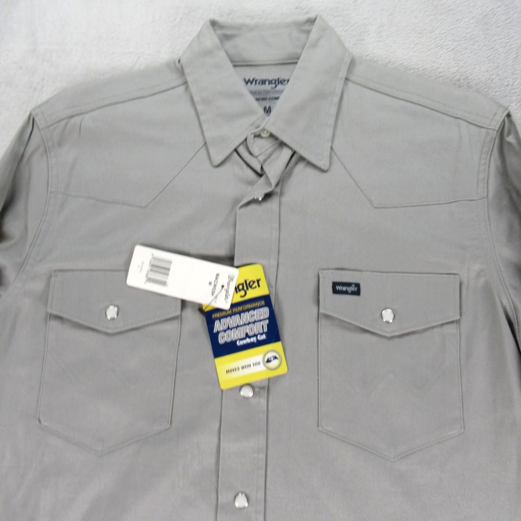 Wrangler Wrangler Shirt Mens Medium Gray Advanced Comfort Cowboy Cut Long Sleeve Button-Up Shirt Size US M / EU 48-50 / 2 - 7 Thumbnail
