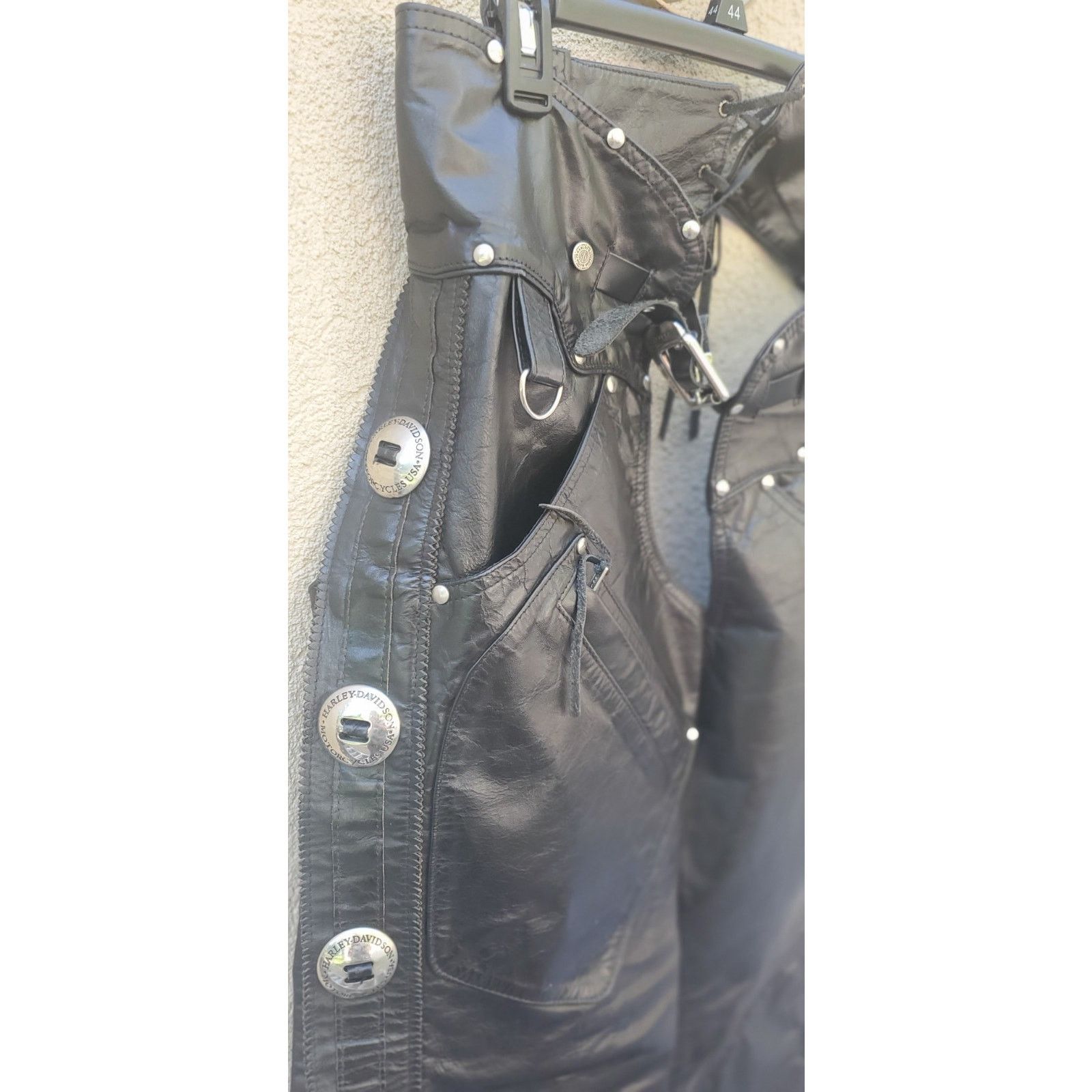 Harley Davidson Harley Davidson Chaps Womens Leather S black bar zip Snap Size 30" / US 8 / IT 44 - 10 Thumbnail