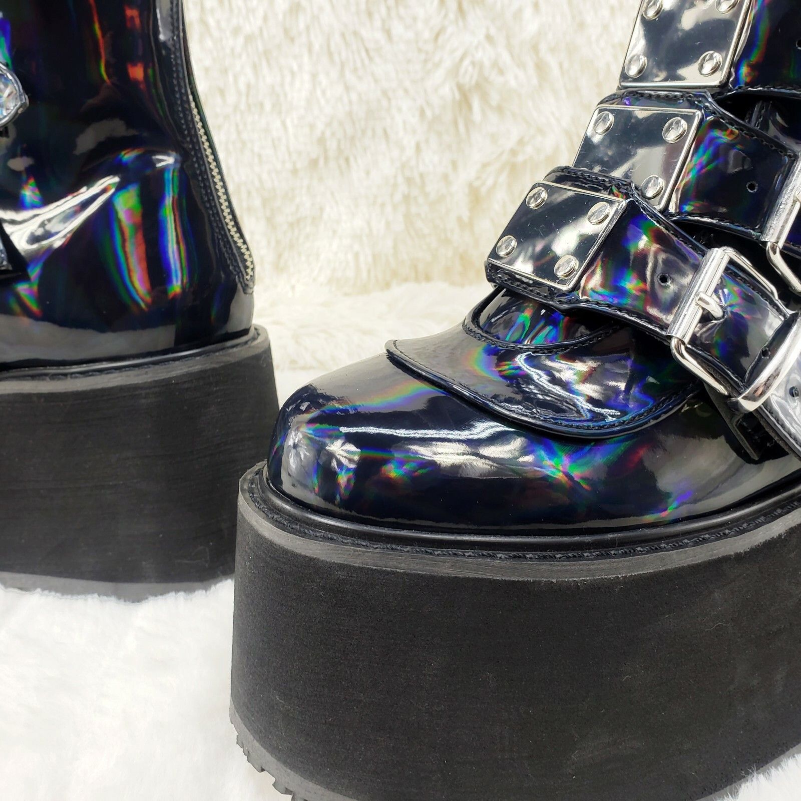 Other DEMONIA Damned 318 Multi Strap Goth Punk 3.5" Platform Boot Size US 11 / IT 41 - 7 Thumbnail