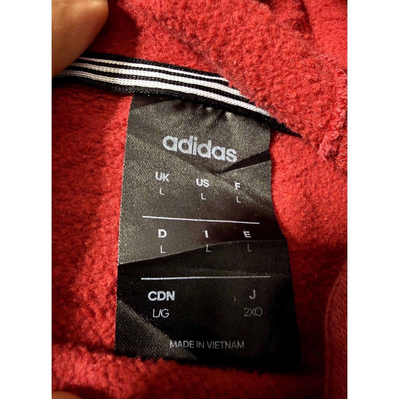 Adidas Adidas Hoodie Mens Large Red 3-Stripes Fleece Pullover Logo Sweatshirt Athletic Size US L / EU 52-54 / 3 - 7 Thumbnail