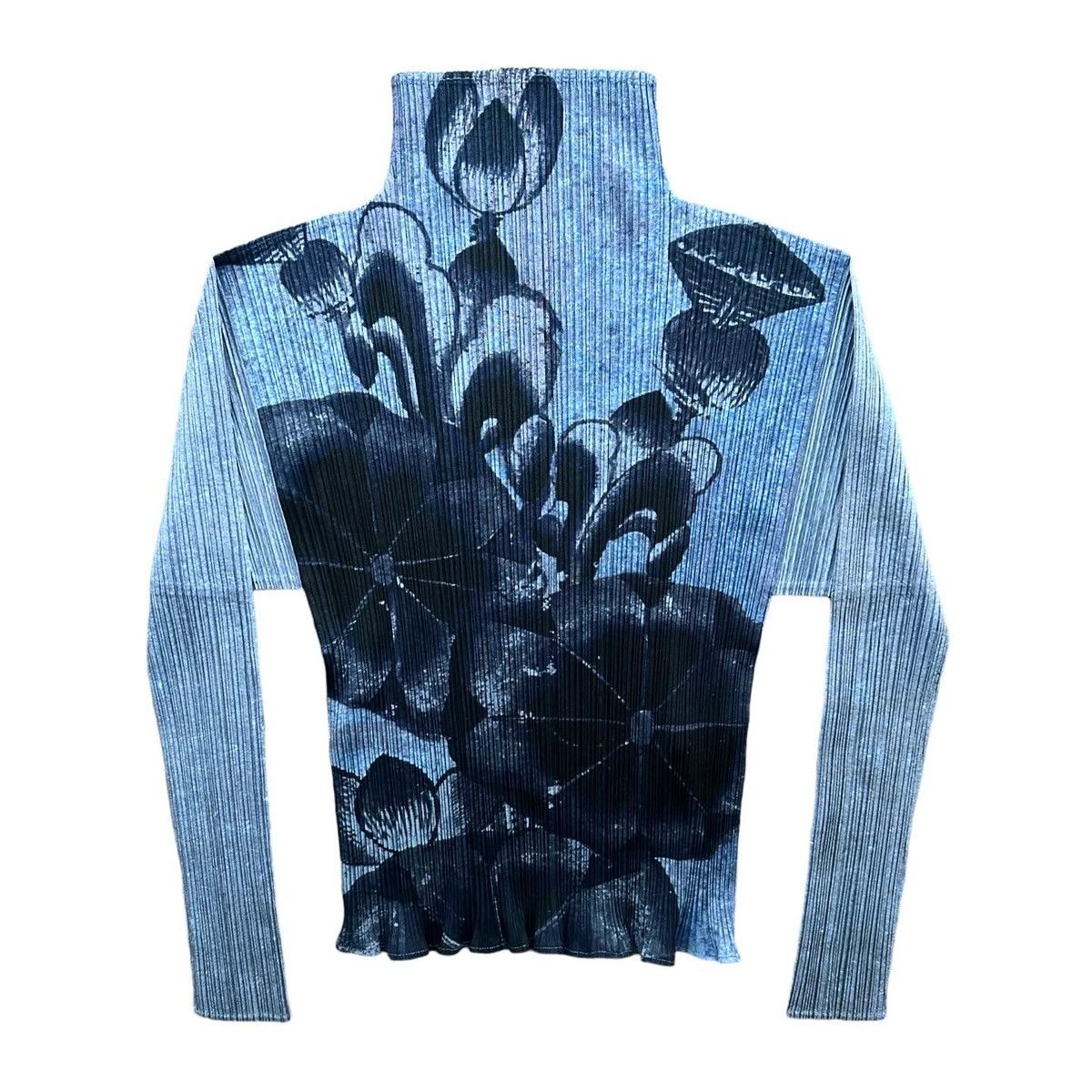 image of 1998 Pleats Please Issey Miyake Floral Pleated Top in Blue, Women's