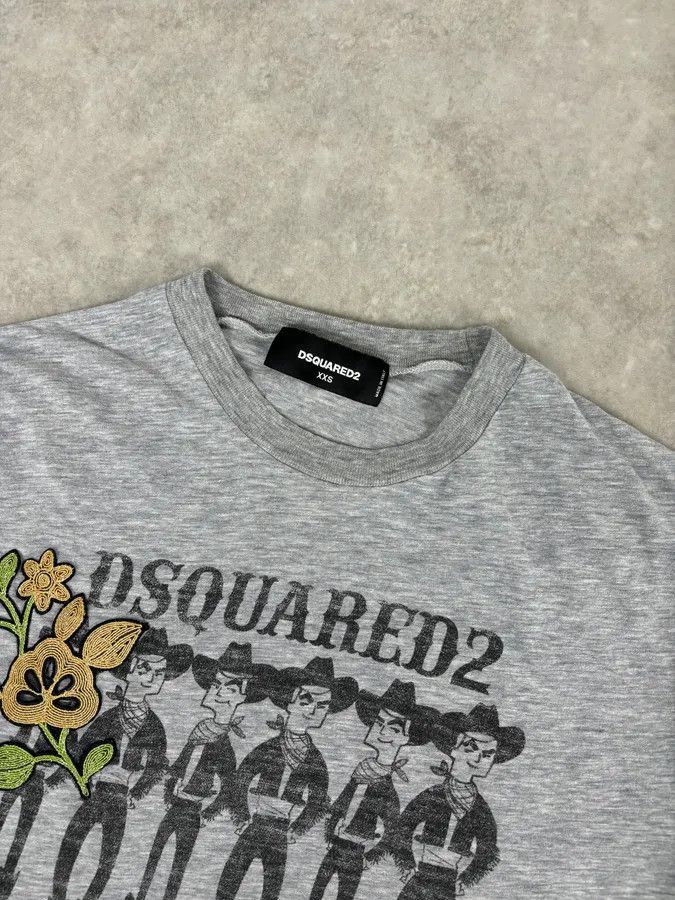 Dsquared2 AW2018 Dsquared2 Grey Cowboys Floral Embroidered T-Shirt Size US S / EU 44-46 / 1 - 5 Thumbnail
