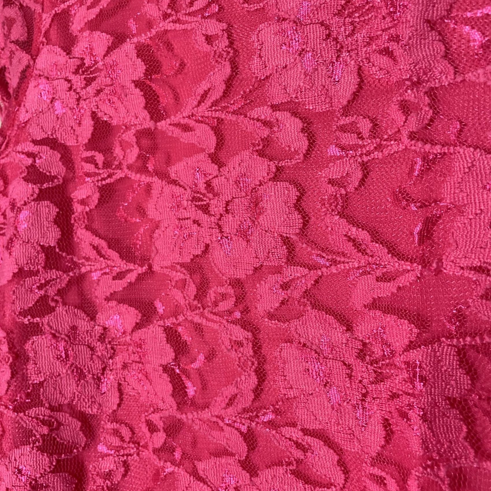 Vintage VINTAGE Fever True Y2K Pink Lace Top Blouse Short Sleeve Round Neck XL Girls Womens Casual Party/Cocktail Wedding 90s Floral Fairy Angel Size XL / US 12-14 / IT 48-50 - 4 Thumbnail