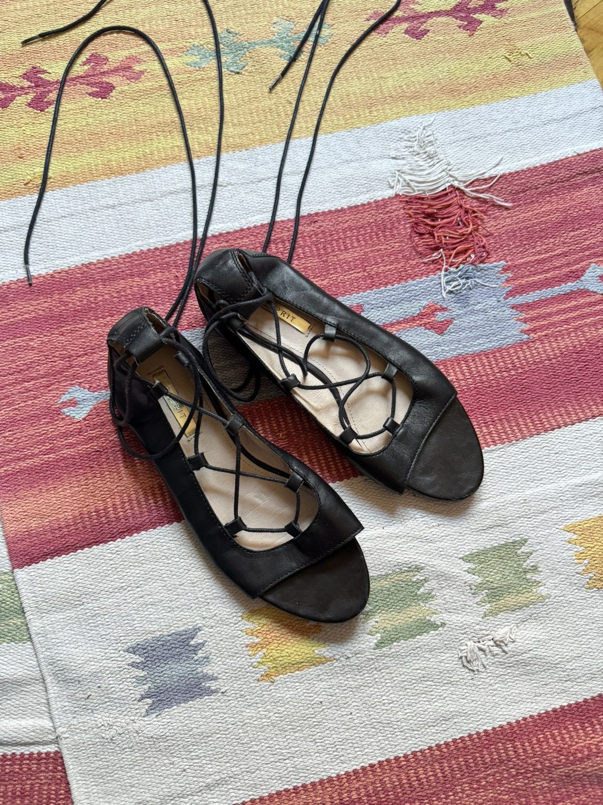 Esprit Vintage 00’s Esprit y2k Black Leather Ballerina Flats Size US 7.5 / IT 37.5 - 3 Thumbnail