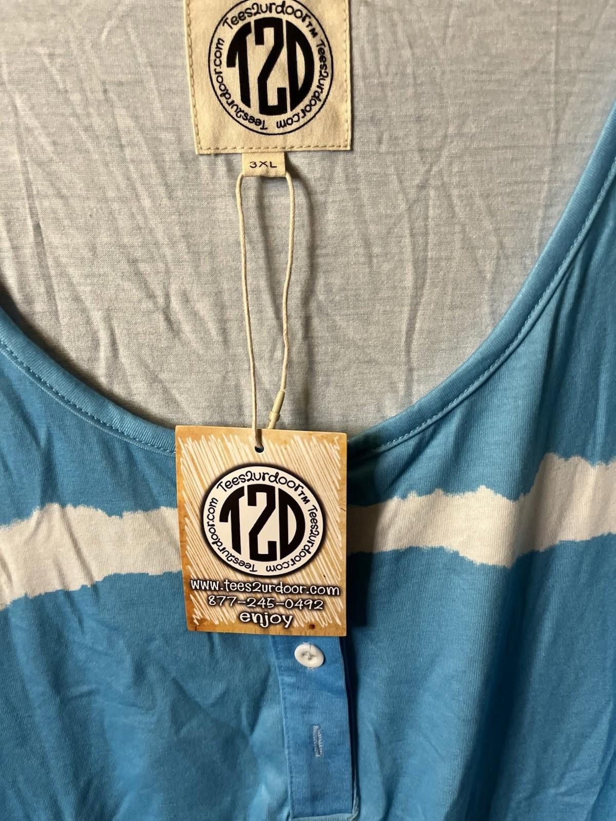 Other Tees2urdoor Henley Shirt 3XL Turquoise Tie-Dye Stripe NWT Size US XXL / EU 58 / 5 - 4 Thumbnail