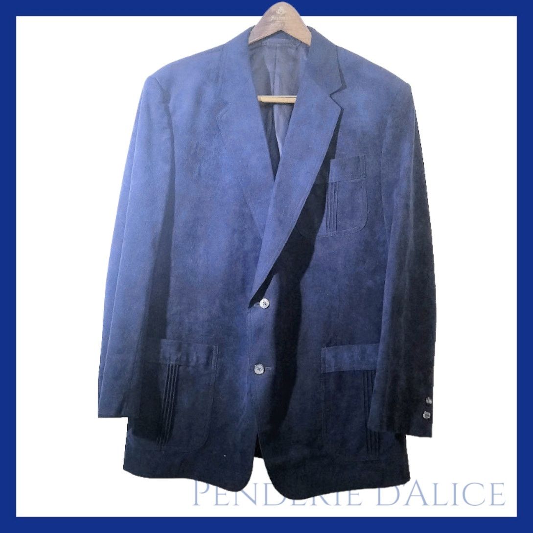 Vintage Vintage men's bespoke navy blue suede blazer sz L Size 42R - 1 Thumbnail