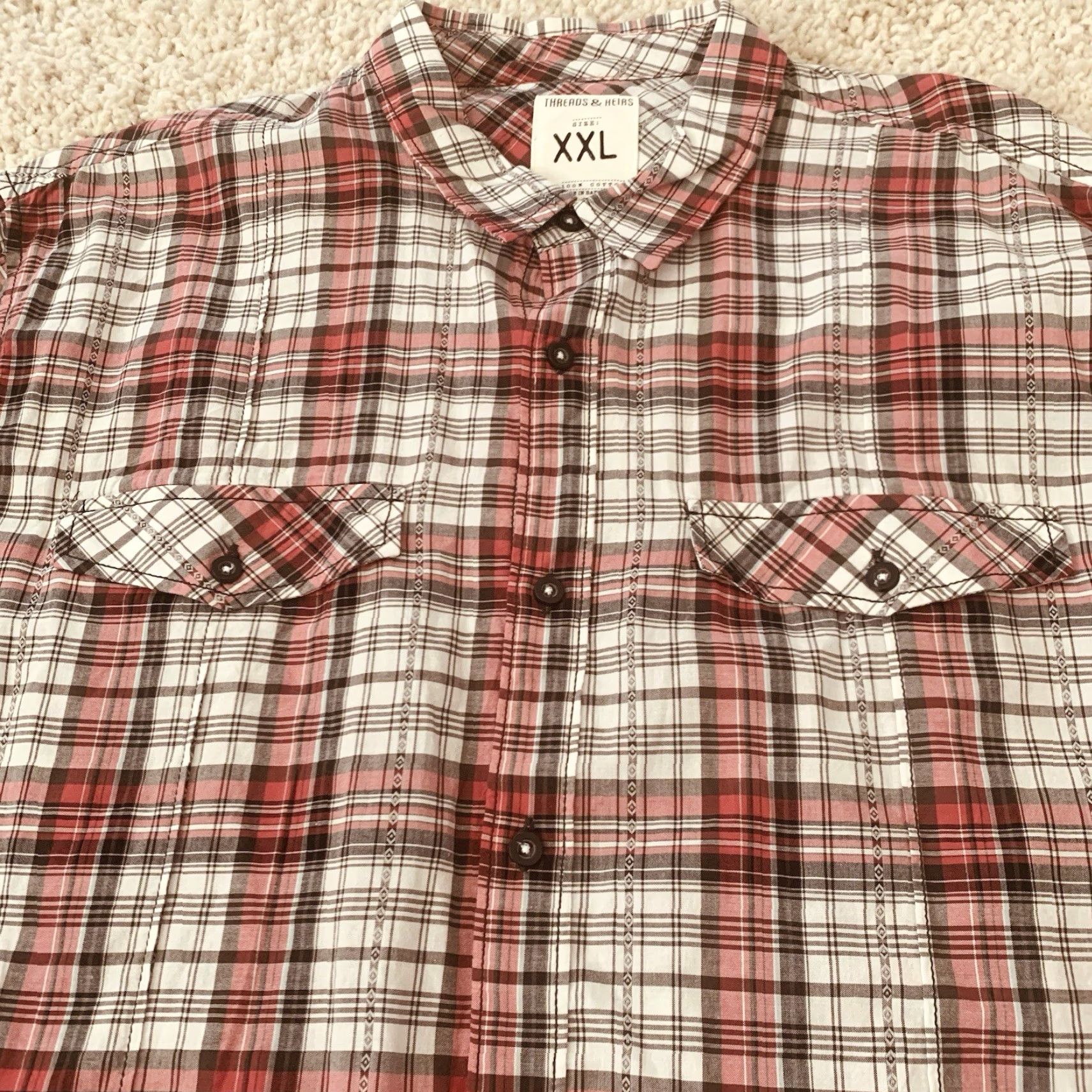 Vintage Threads & Heirs Shirt Mens XXL Button-Up Plaid 100% Cotton Red Long Sleeve Casual Vintage? No — (omit) Size US XXL / EU 58 / 5 - 3 Thumbnail