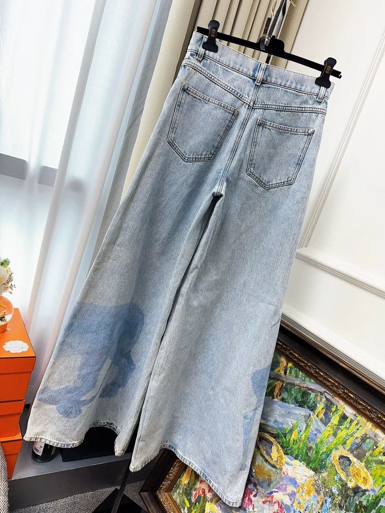 Chanel Chanel 22P deer pattern light blue wide-leg pants jeans Size 24" / US 00 / IT 34 - 2 Thumbnail