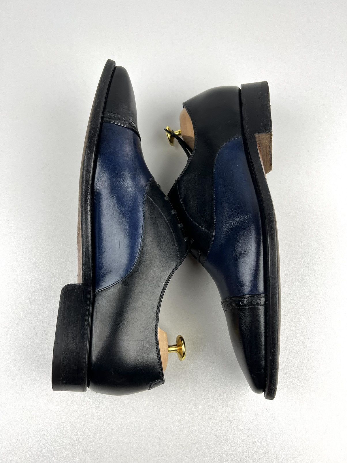 Salvatore Ferragamo SALVATORE FERRAGAMO Leather Oxfords Shoes Black/Blue Men’s Size US 10.5 / EU 43-44 - 12 Thumbnail