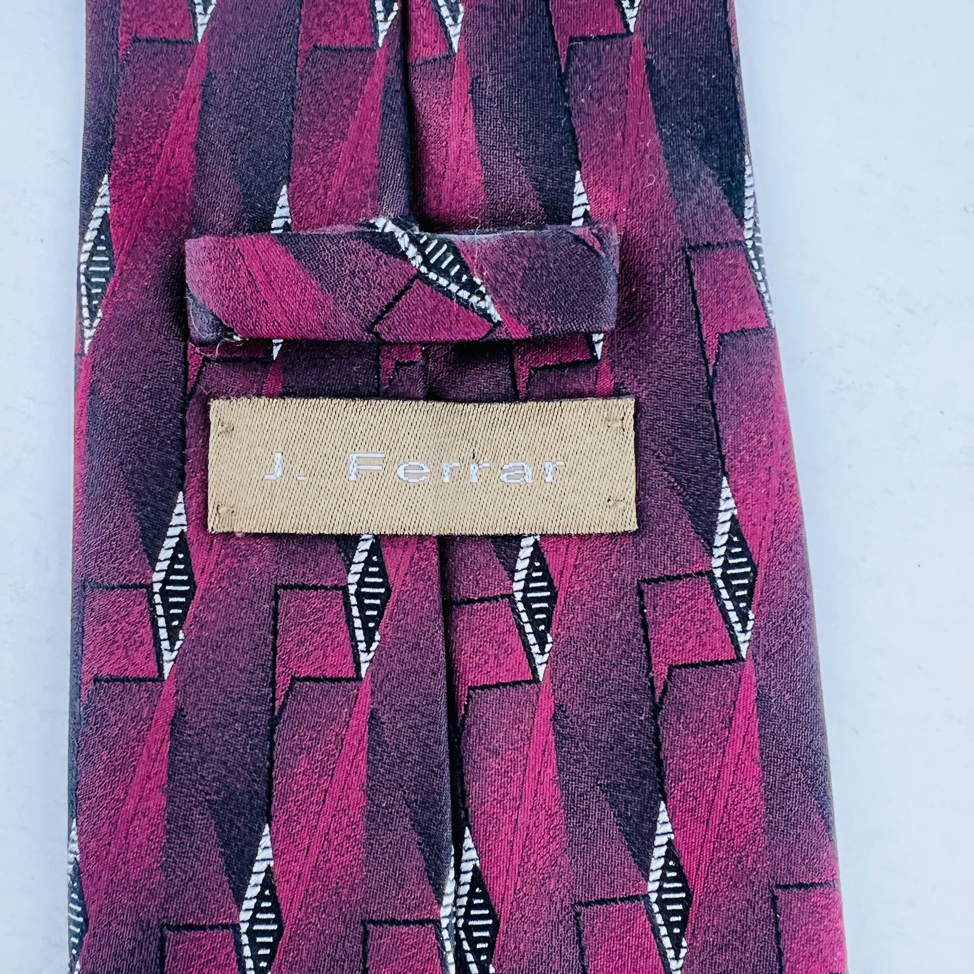 J Ferrar J Ferrar Diamonds Pattern Red Black Necktie Tie Silk Size ONE SIZE - 4 Thumbnail