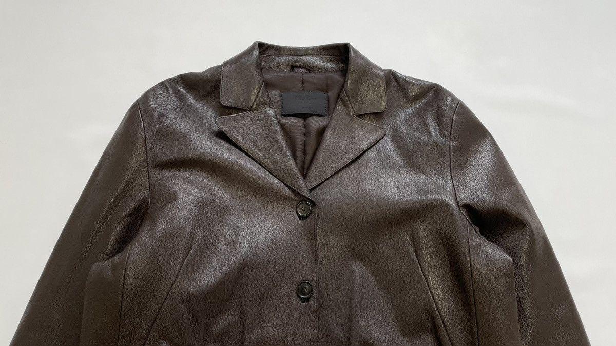 Prada A/W 2000 Button Front Brown Leather Jacket Size US S / EU 44-46 / 1 - 2 Thumbnail