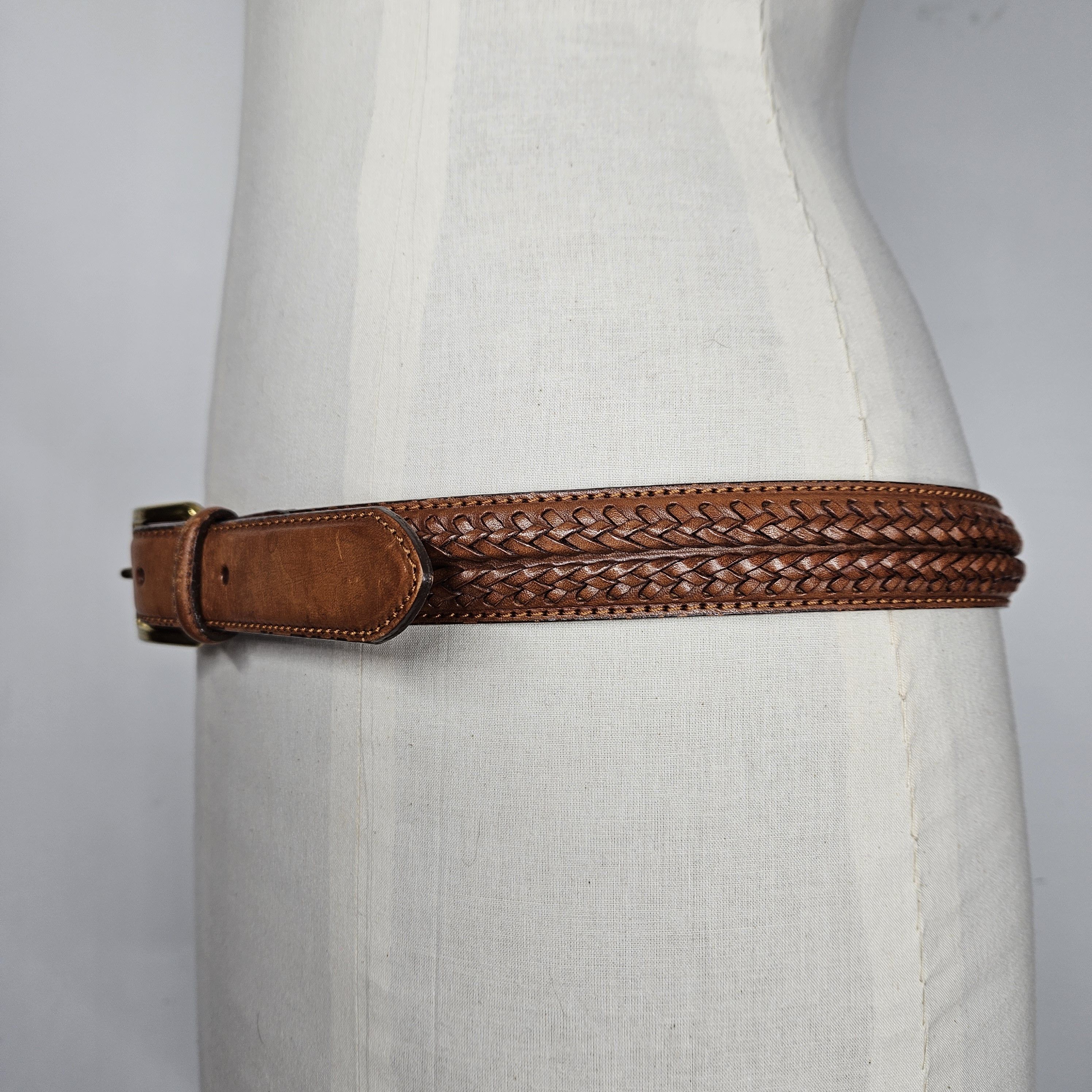 Lands' End Lands' End 37-41" NEW Belt Leather Brown Woven Double Braid Size 38 - 3 Thumbnail