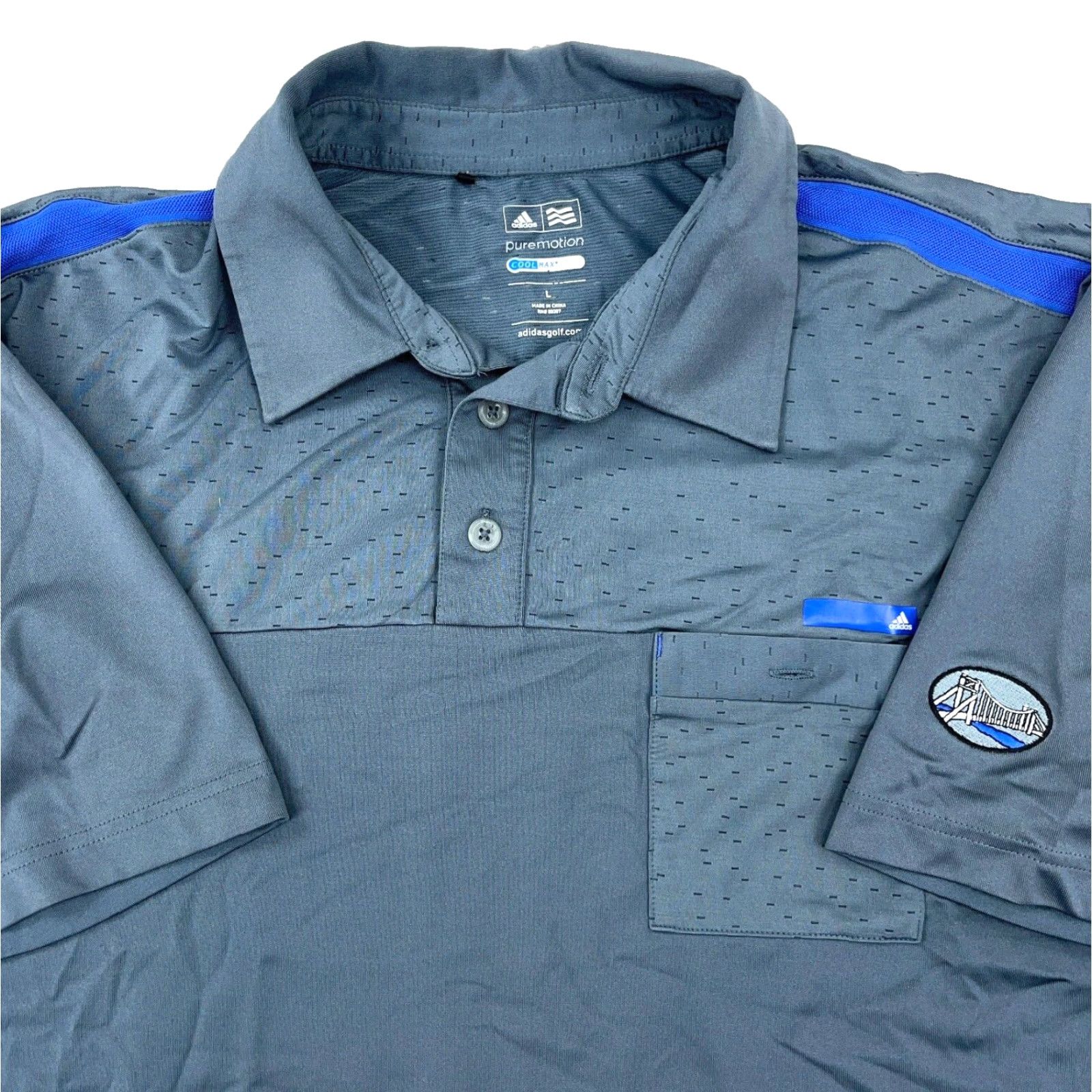 Adidas Adidas Polo Shirt Men Large Gray Pure Motion Cool Max Performance Golf Pocket Shirt Mens Gray Polo Short Sleeve Size US L / EU 52-54 / 3 - 2 Thumbnail
