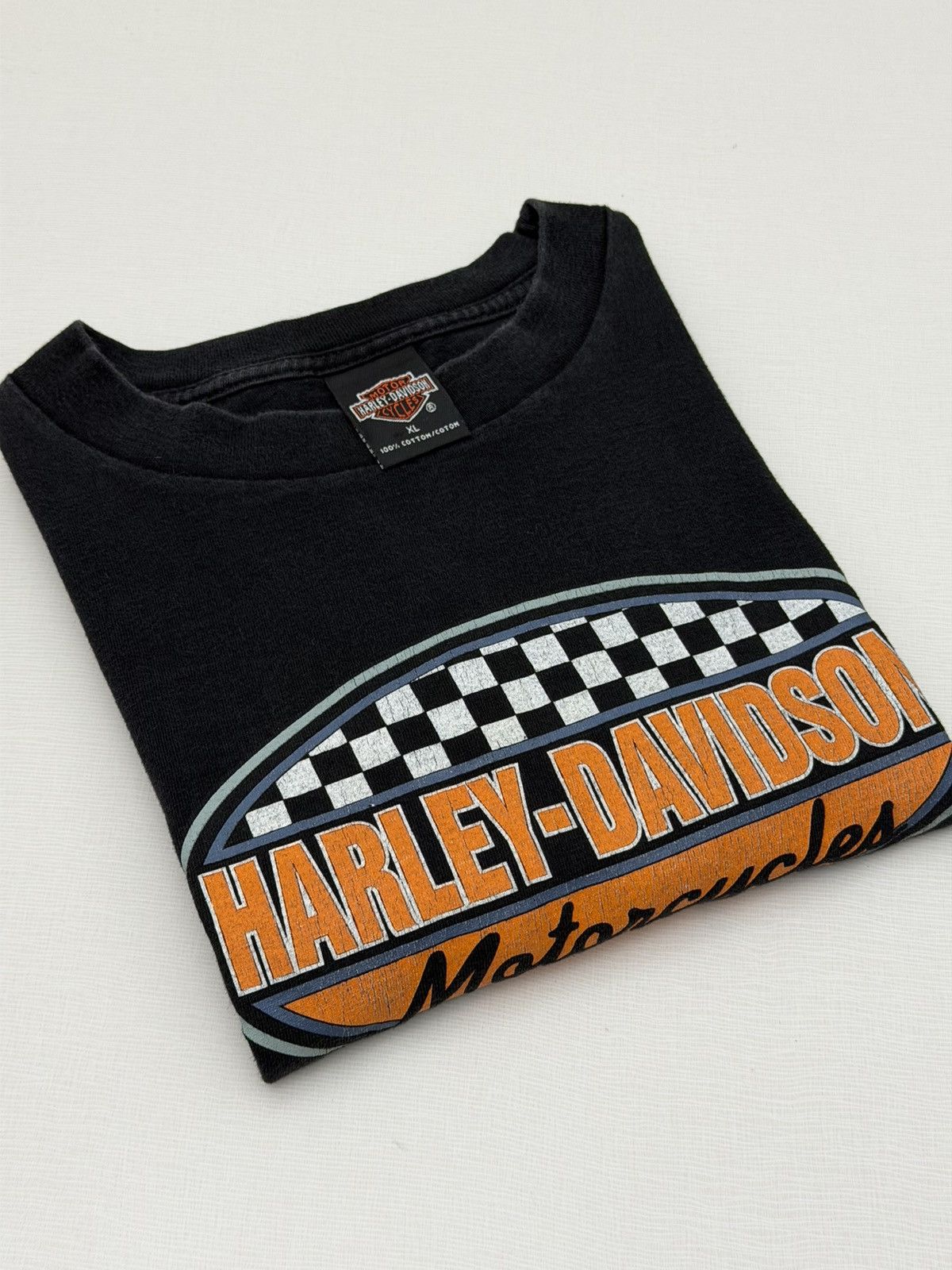 Harley Davidson Vintage 90s Harley-Davidson Checkered Flag 1998 Houston, TX Size US XL / EU 56 / 4 - 10 Thumbnail