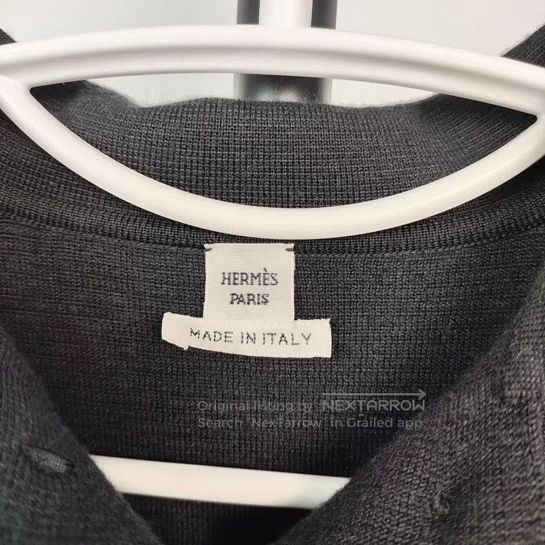 Hermes Hermes Knitted and silk blend coat in black and white Size XXS / US 00 / IT 34 - 3 Thumbnail