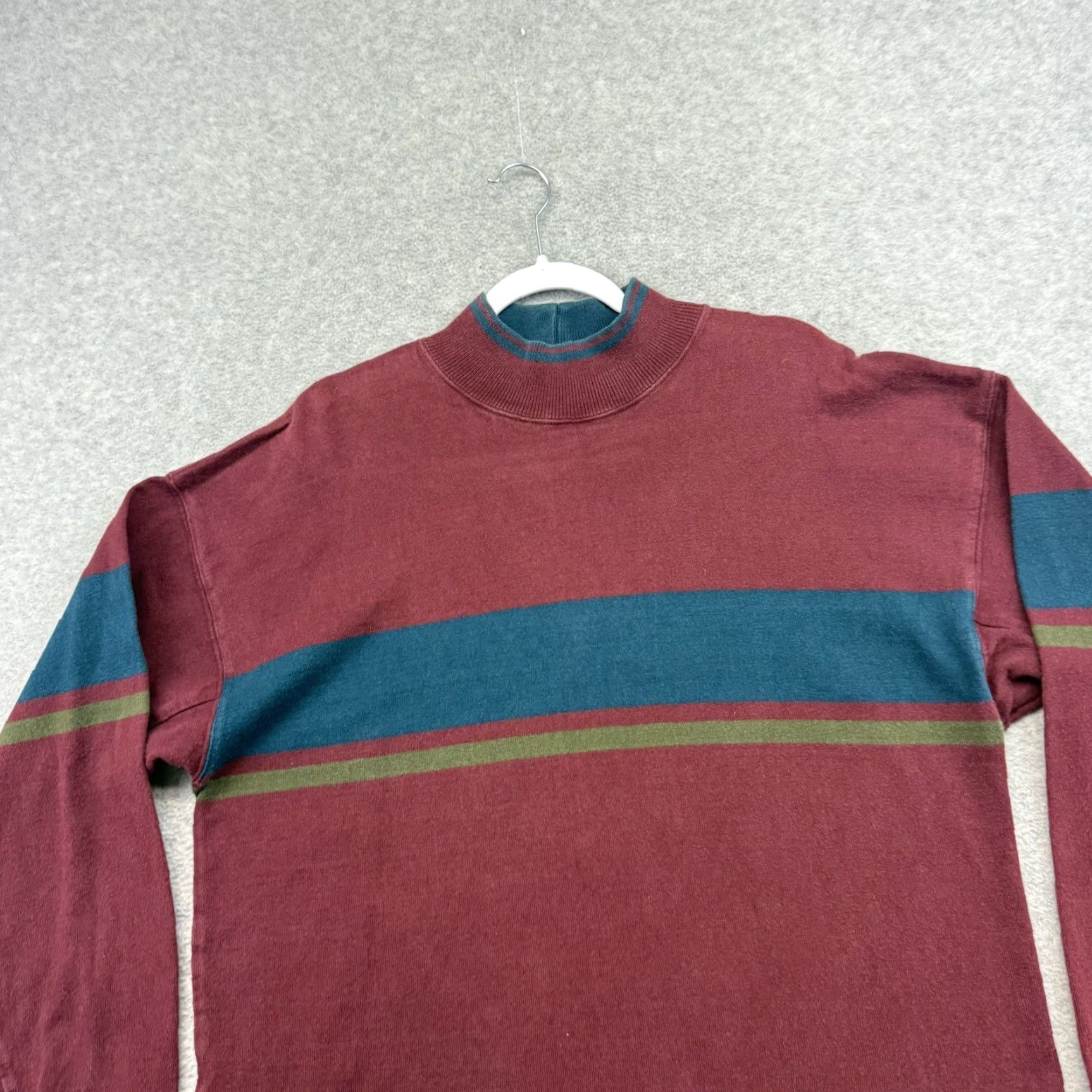 Vintage VINTAGE L.L. Bean Sweatshirt Sweatshirt Striped Mock Neck Pullover Heavyweight Big & Tall LT Red 80s 90s USA Mens Size US L / EU 52-54 / 3 - 3 Thumbnail