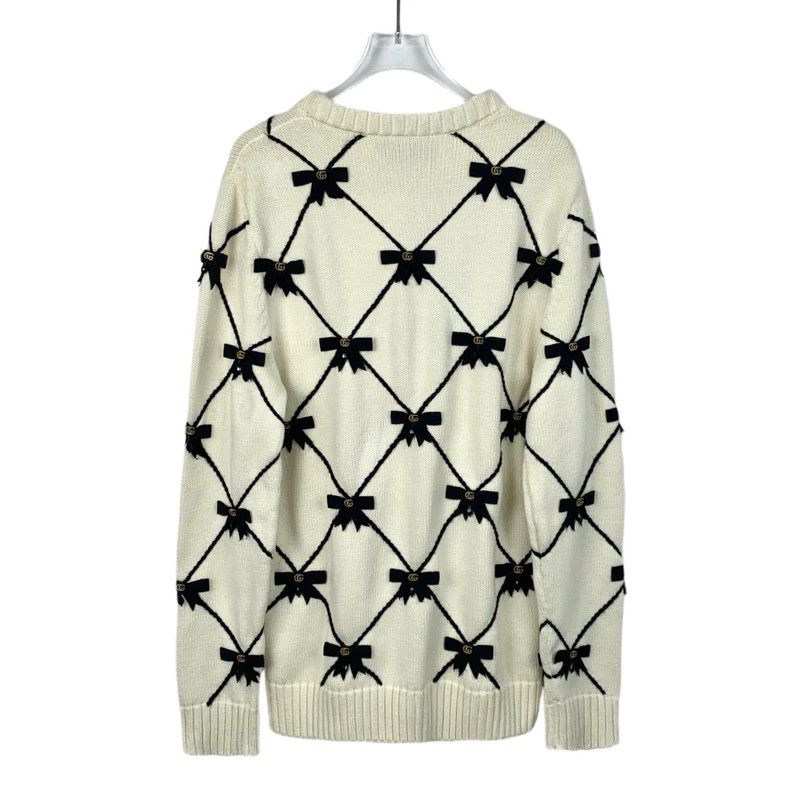 Gucci Gucci Beige logo bow cotton round-neck long-sleeved knitted Size US XS / EU 42 / 0 - 2 Thumbnail