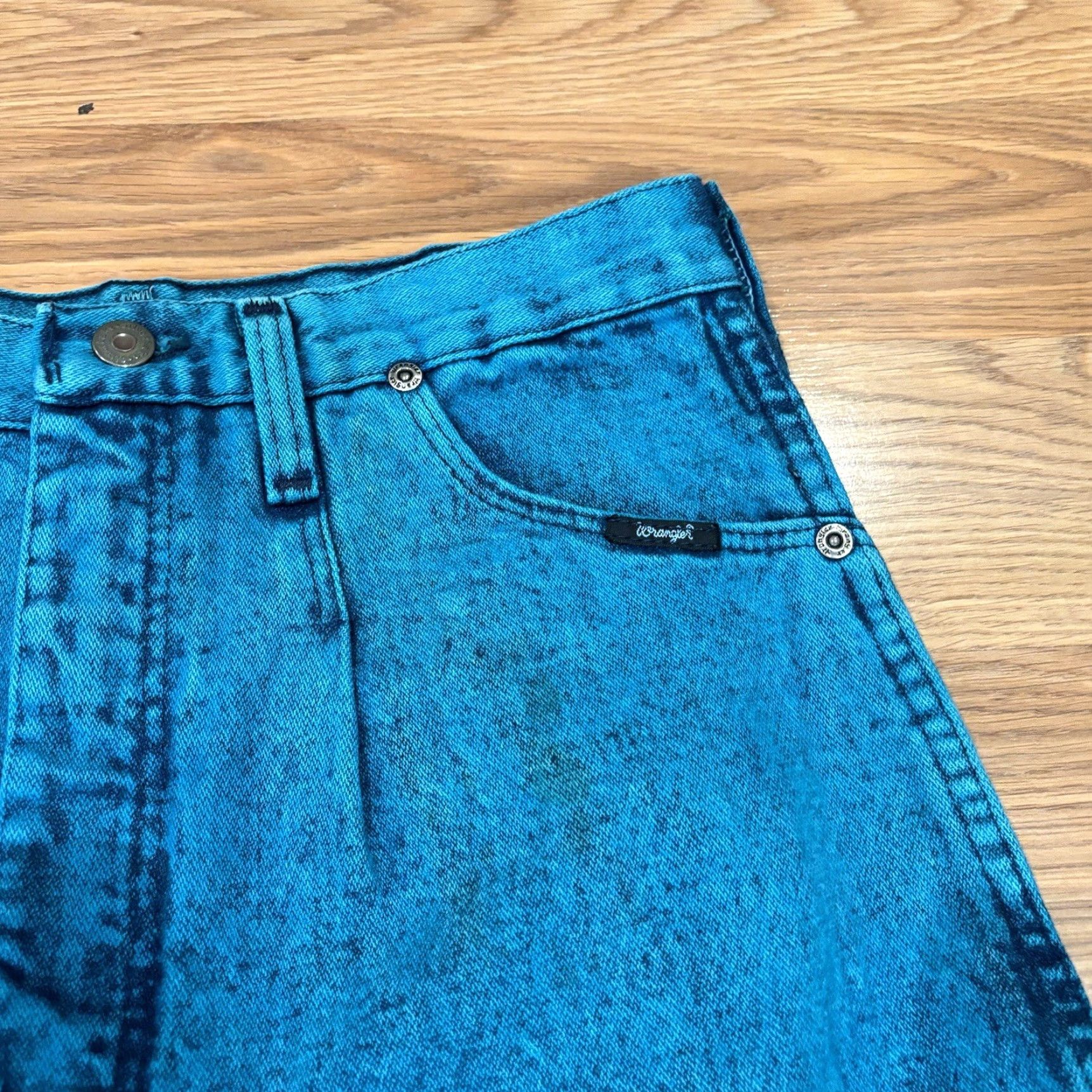 VINTAGE Wrangler Acid Wash 80s Overdyed Cerulean Jeans Blue Womens Sz 11/12 x 26