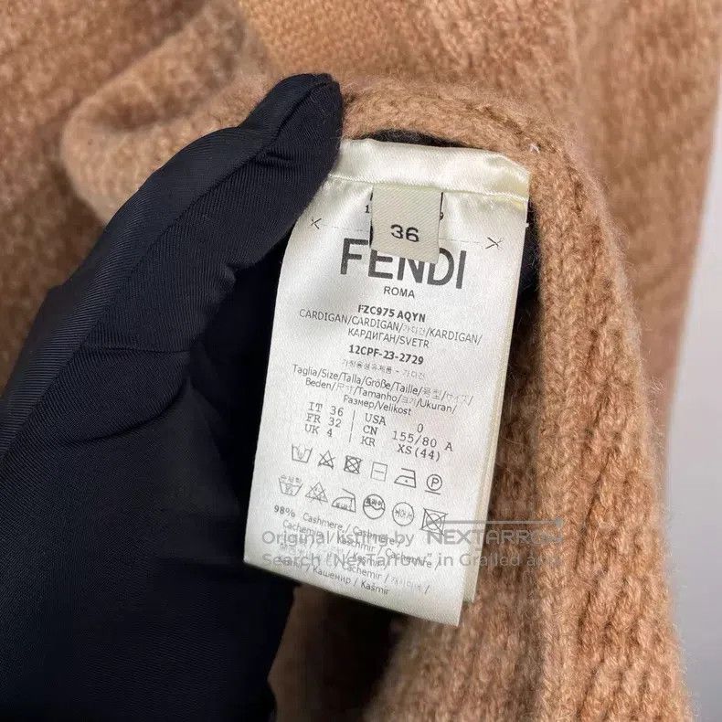 Fendi Fendi FW23 Brown Monogrammed Logo Embroidered V-neck Singl Size XXS / US 00 / IT 34 - 6 Thumbnail