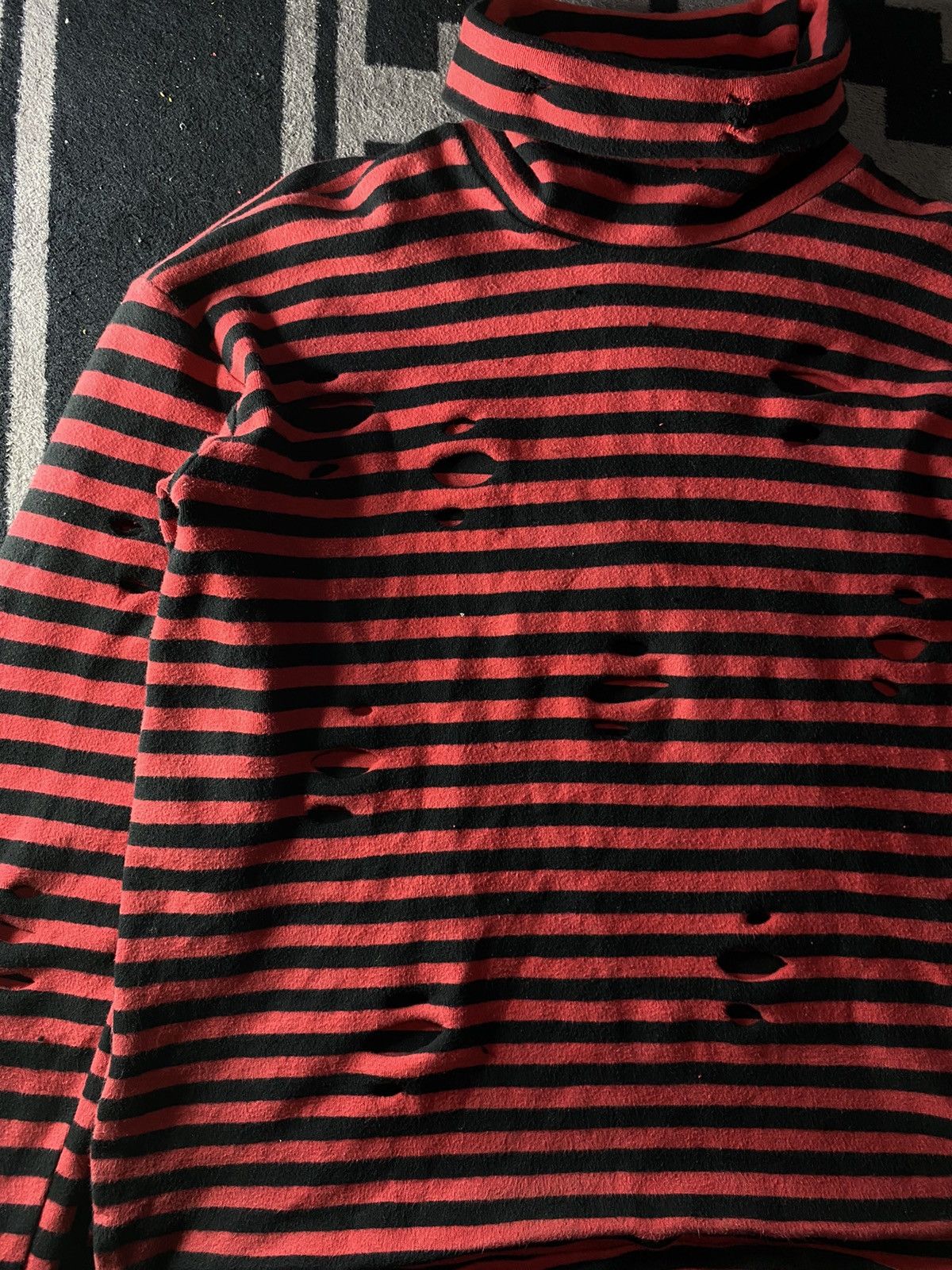 20471120 Vintage distressed grunge striped turtle neck sweatshirts Size US M / EU 48-50 / 2 - 2 Thumbnail