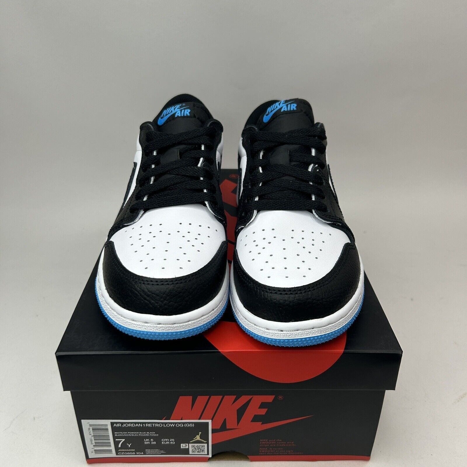 Nike Nike Air Jordan 1 Retro Low OG “Powder Blue/UNC” 2023 Size US 8.5 / IT 38.5 - 2 Thumbnail