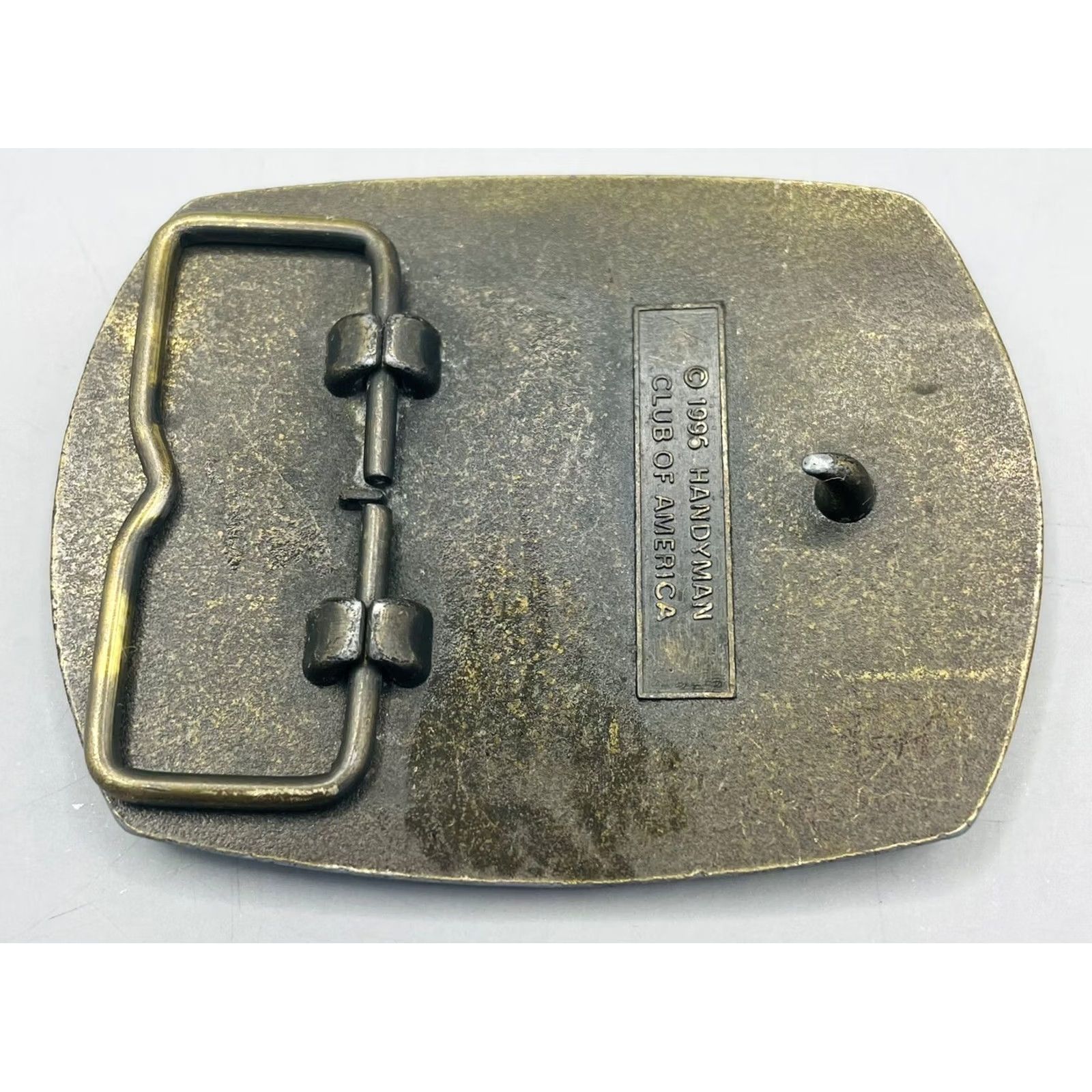 Vintage VINTAGE Handyman Club of America Life Member Brass Belt Buckle 1996 Hammer Clean Men Bronze Western GENDER: Mens Size ONE SIZE - 7 Thumbnail