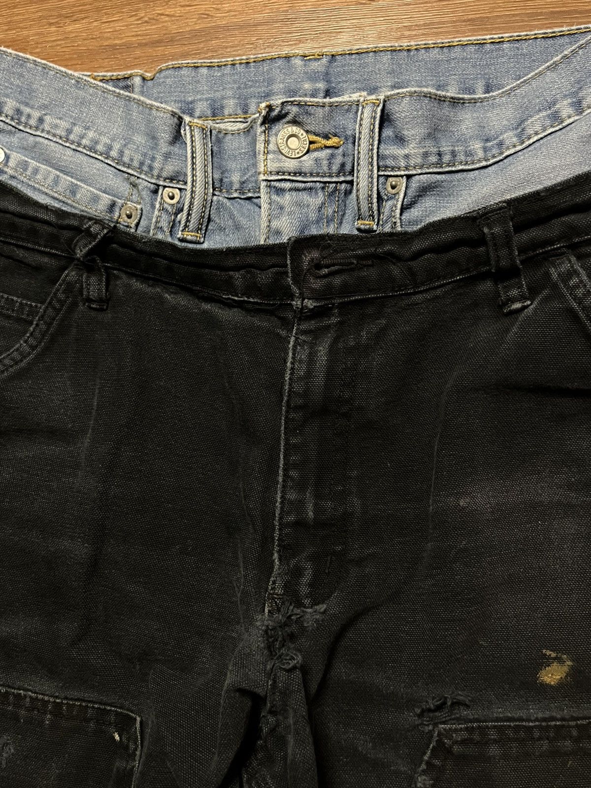 Other Custom 1 of 1 double waisted double knee jeans Size US 36 / EU 52 - 4 Thumbnail