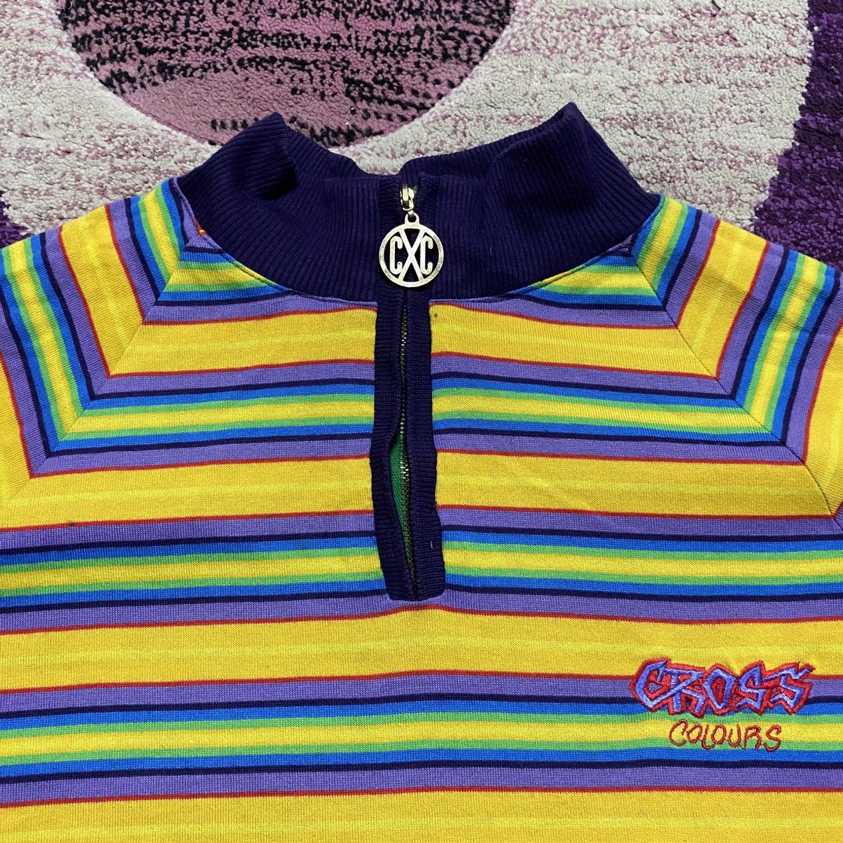 Cross Colours Vintage Cross Colours Stripe Half Zipper Tshirt Size US L / EU 52-54 / 3 - 3 Thumbnail