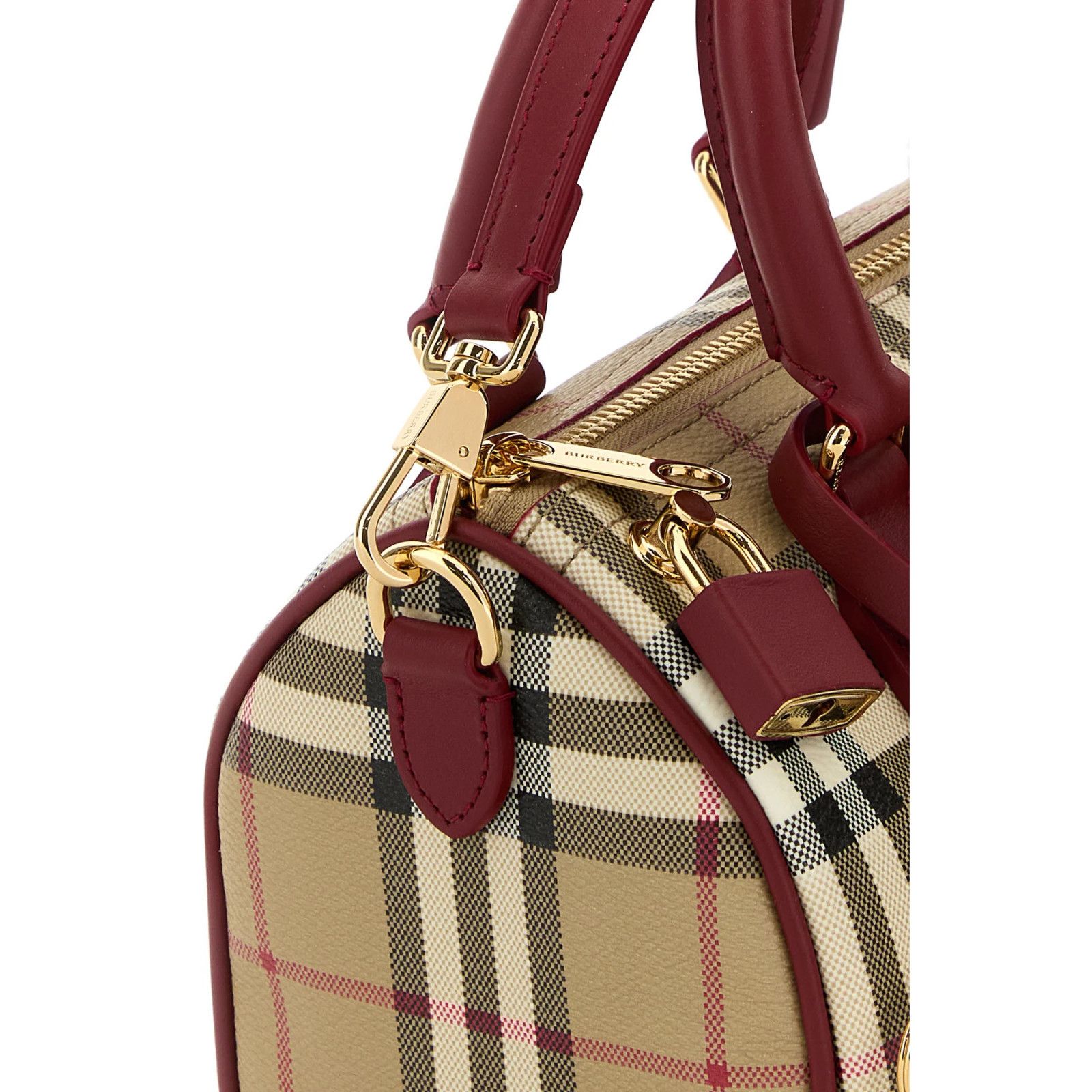 Burberry BURBERRY Bowling Mini Archive beige/ruby red Top Handle Bag Size ONE SIZE - 4 Thumbnail