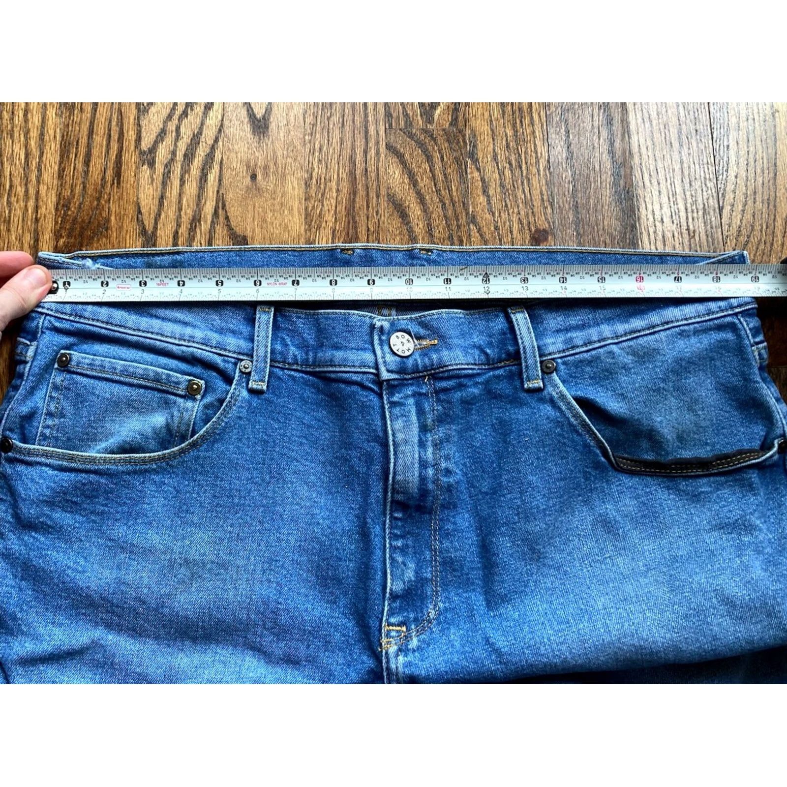Mott & Bow Mott & Bow Jeans Mens 38x30 Denim Blue Cotton Blend Stretch Straight Inseam 32 Bow Accents Regular Waist 38 Size US 38 / EU 54 - 6 Thumbnail