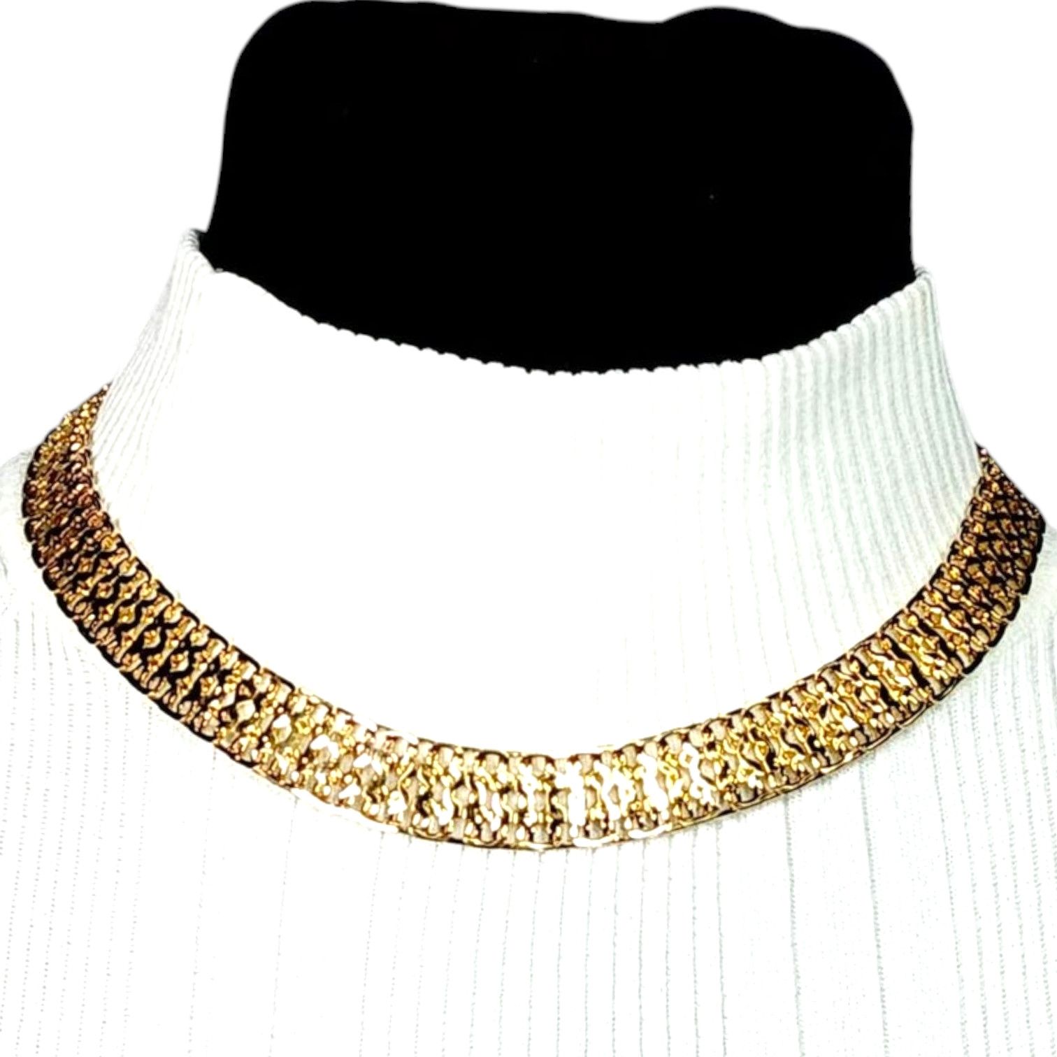 Monet Monet Flat Woven Gold Tone Chain Choker Collar Necklace Size ONE SIZE - 1 Thumbnail