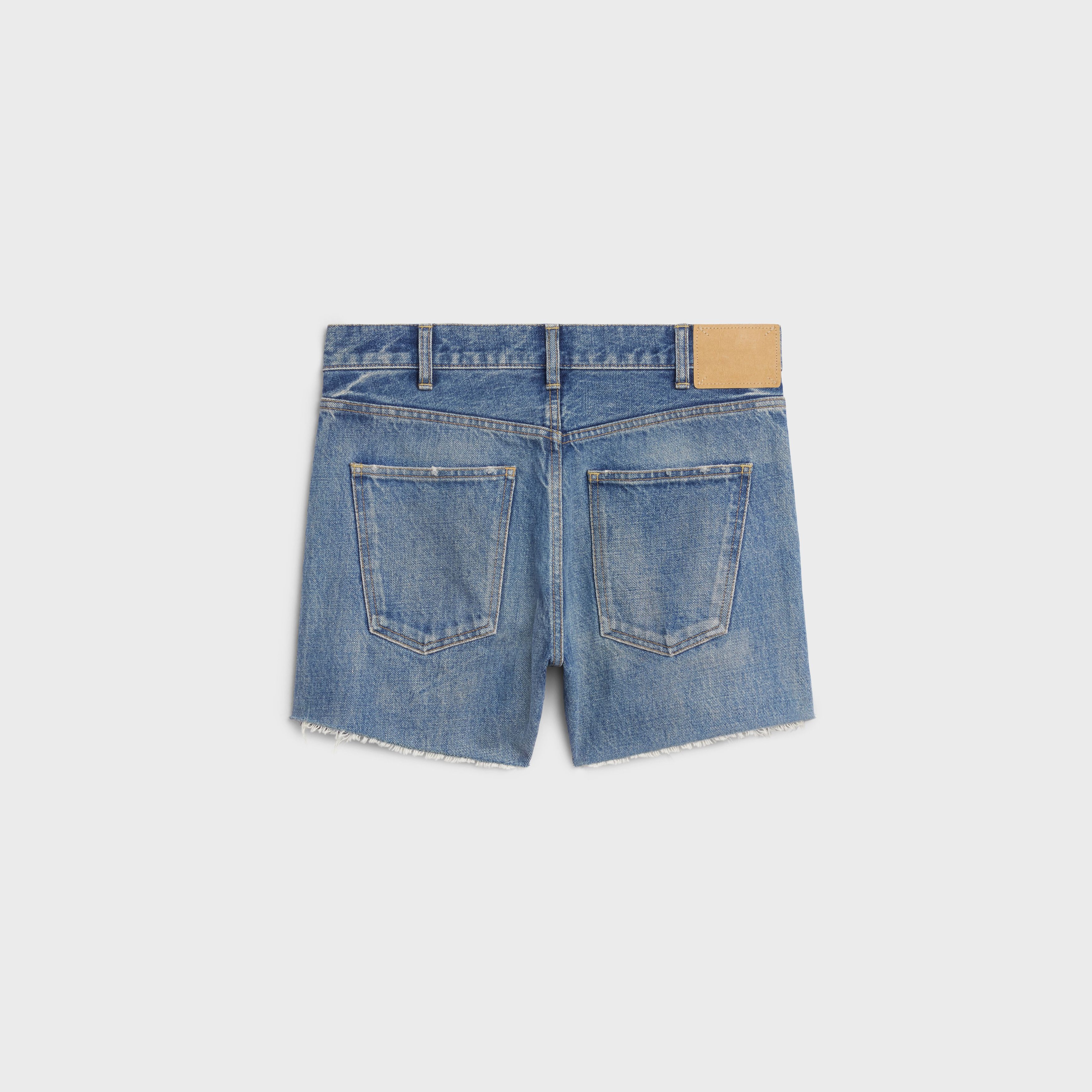 Celine o1w1db11124 Union Wash Denim Mini Short in Blue Size 27" / US 4 / IT 40 - 2 Thumbnail