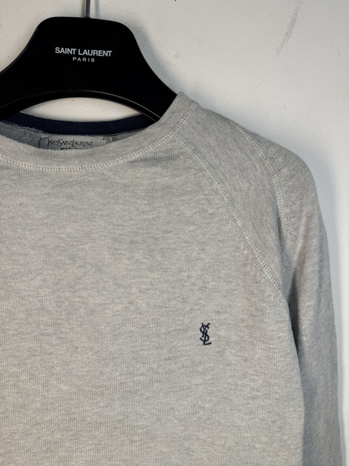 Yves Saint Laurent Grey YSL Light Sweater Longsleeve Sweatshirt Vintage Paris Size US M / EU 48-50 / 2 - 1 Thumbnail
