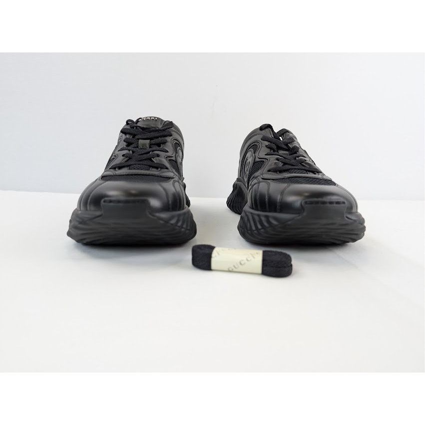Gucci o1rshd1 Ripple Leather Sneakers in Black Size US 11.5 / EU 44-45 - 9 Thumbnail