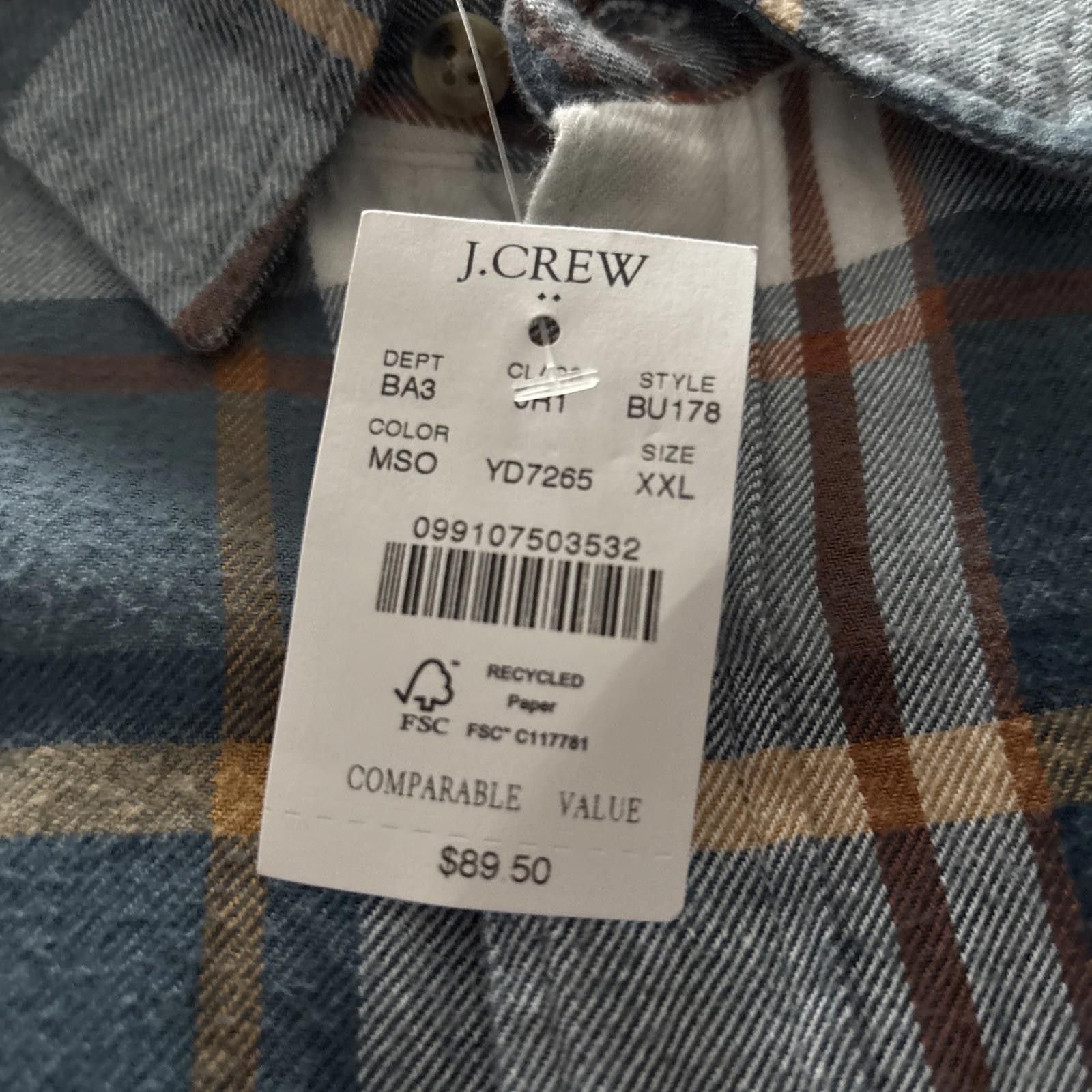 J.Crew J.CREW Men Midwght Flanl Shirt Cttn, Classic Fit, XXL Multi Size US XXL / EU 58 / 5 - 2 Thumbnail