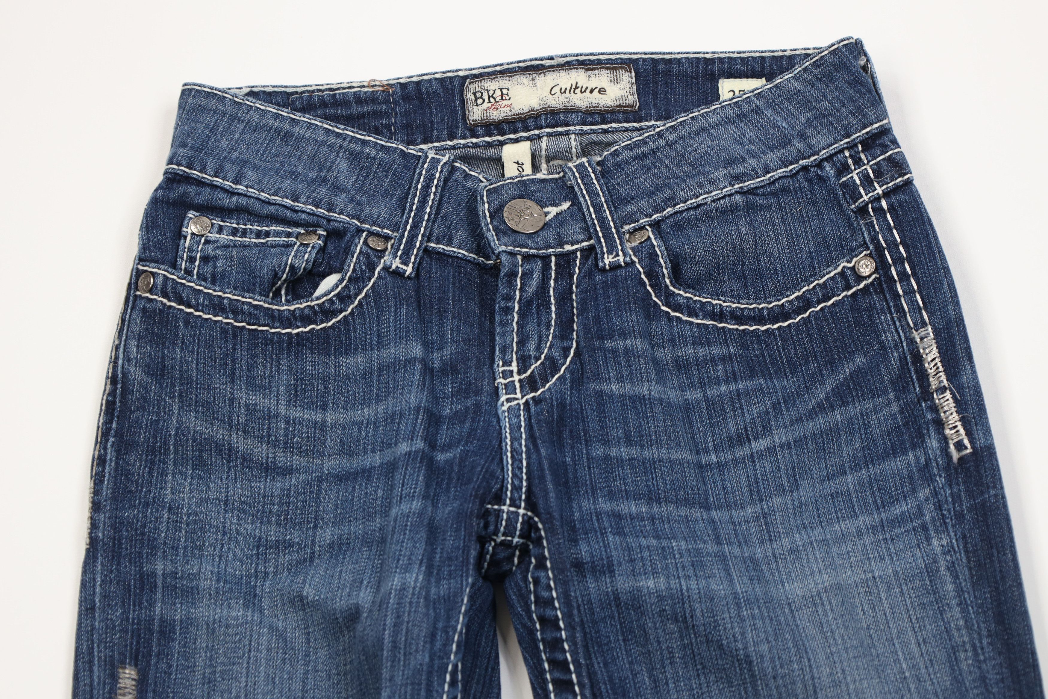 Vintage Buckle BKE Stretch Thick Stitch Flared Bootcut Jeans Blue Size 25" / US 0 / IT 36 - 2 Thumbnail