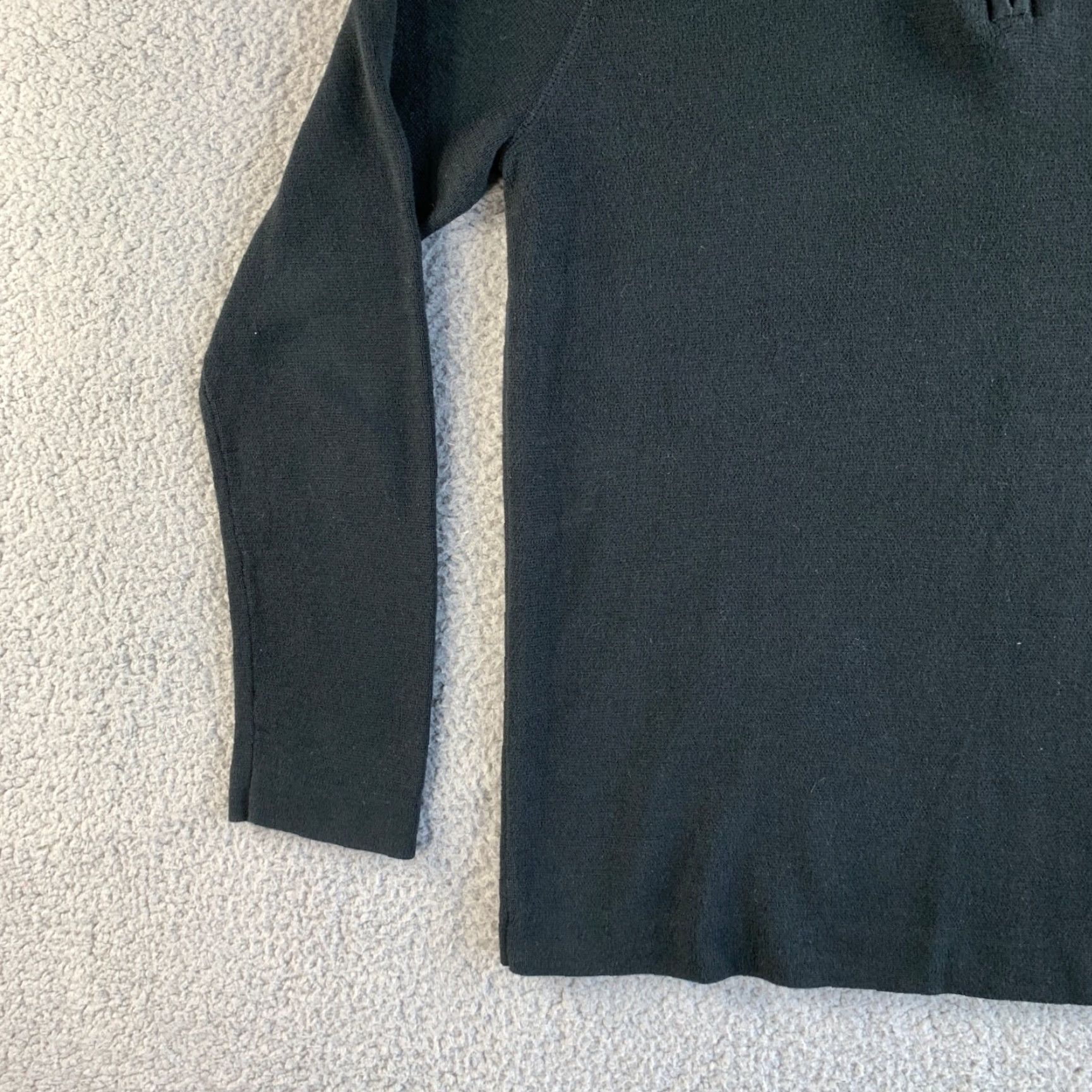 VINTAGE Merona Sweater Mens Medium Black Mock Pullover 1/4 Zip Long Sleeve