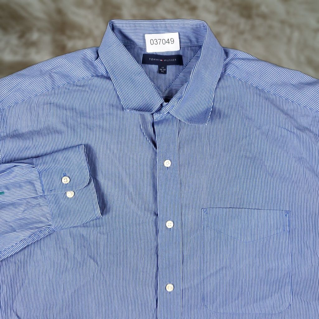 Tommy Hilfiger Tommy Hilfiger Shirt Mens XL Blue Striped Button-Up Long Sleeve Casual Business Formal Workwear - Regular Fit, Cotton Size US XL / EU 56 / 4 - 1 Thumbnail