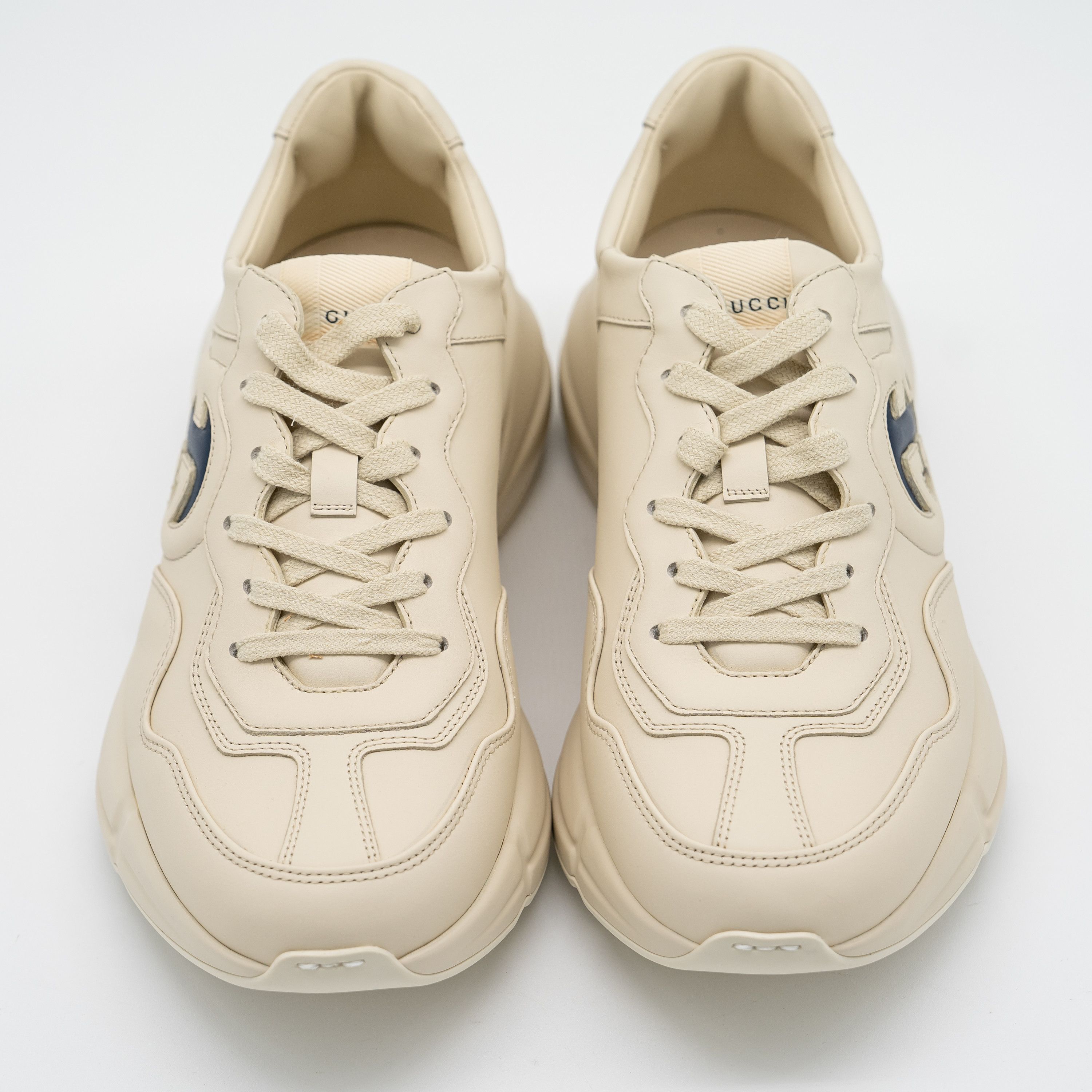 Gucci Gucci Rhyton Ivory Blue GG Cut Out Logo Leather Sneakers Size US 10 / EU 43 - 3 Thumbnail