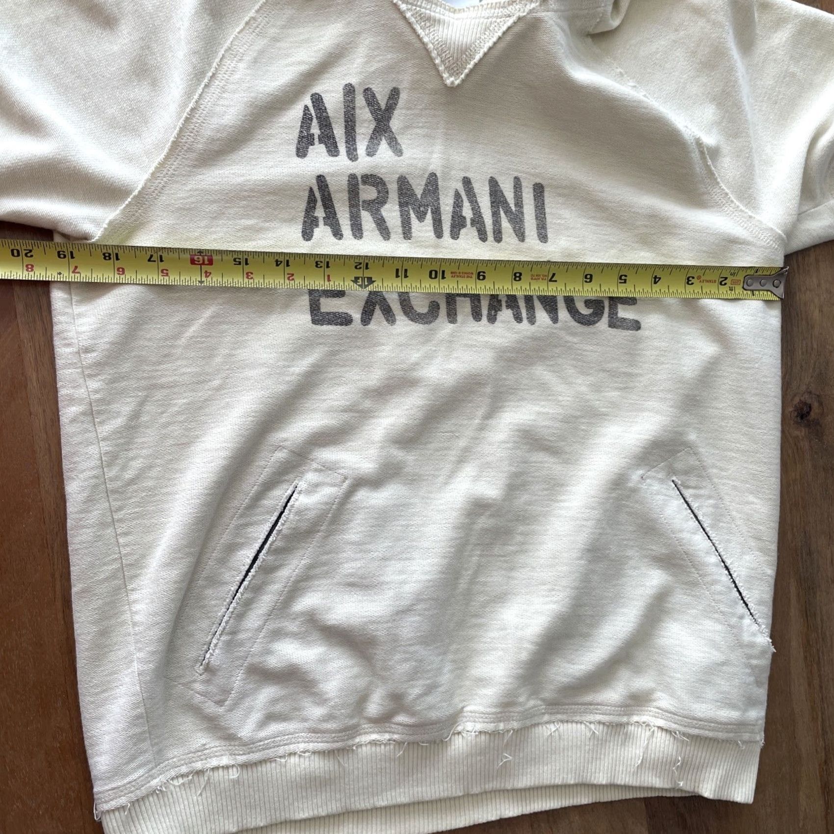 Armani Exchange VINTAGE Armani Exchange Hoodie Mens M Cream Ivory Short Sleeve A/X Grunge 00s City Hip Hop Y2K Pullover Hooded Logo Regular Fit Knit Cotton Size US M / EU 48-50 / 2 - 7 Thumbnail