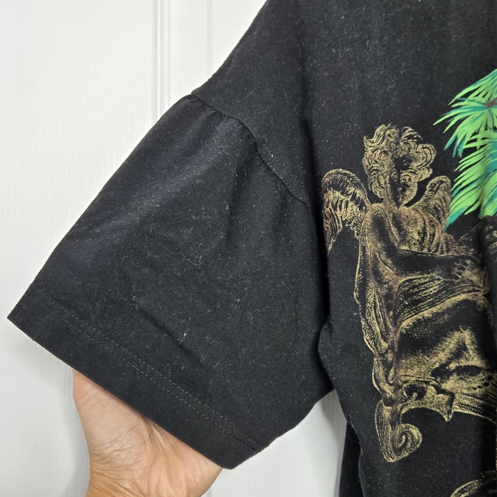 Versace Versace Shirt Womens 50 Black Cotton Baby Tee Graphic Size L / US 10 / IT 46 - 3 Thumbnail